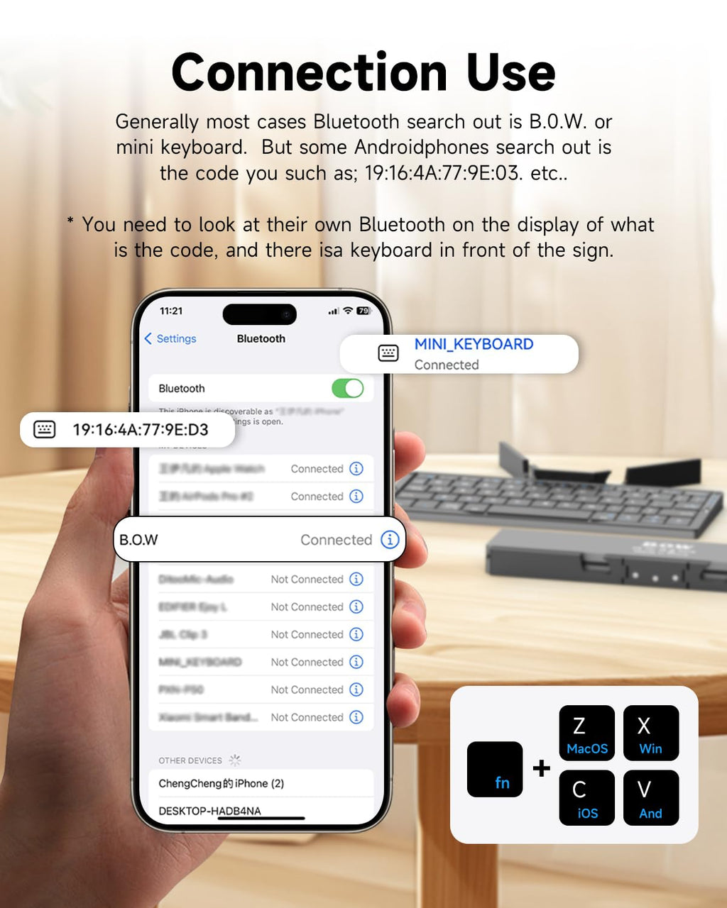 SIKAI CASE Foldable Bluetooth Keyboard with Magnetic Stand,Aluminum Alloy Mini Quiet Folding Portable Lightweight Travel Rechargeable Pocket for Tablet,iPad, Phones, Black