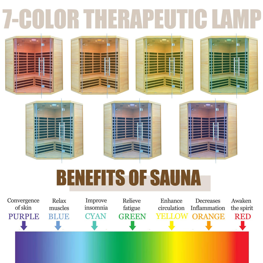 Far Infrared Sauna for 1 Person - 1050W Fast Heating, Canadian Hemlock Wood Home Sauna with Bluetooth Speaker, Chromotherapy & Oxygen Ionizer Easy Assembly Indoor Sauna for Relaxation, Detox, Home Gym