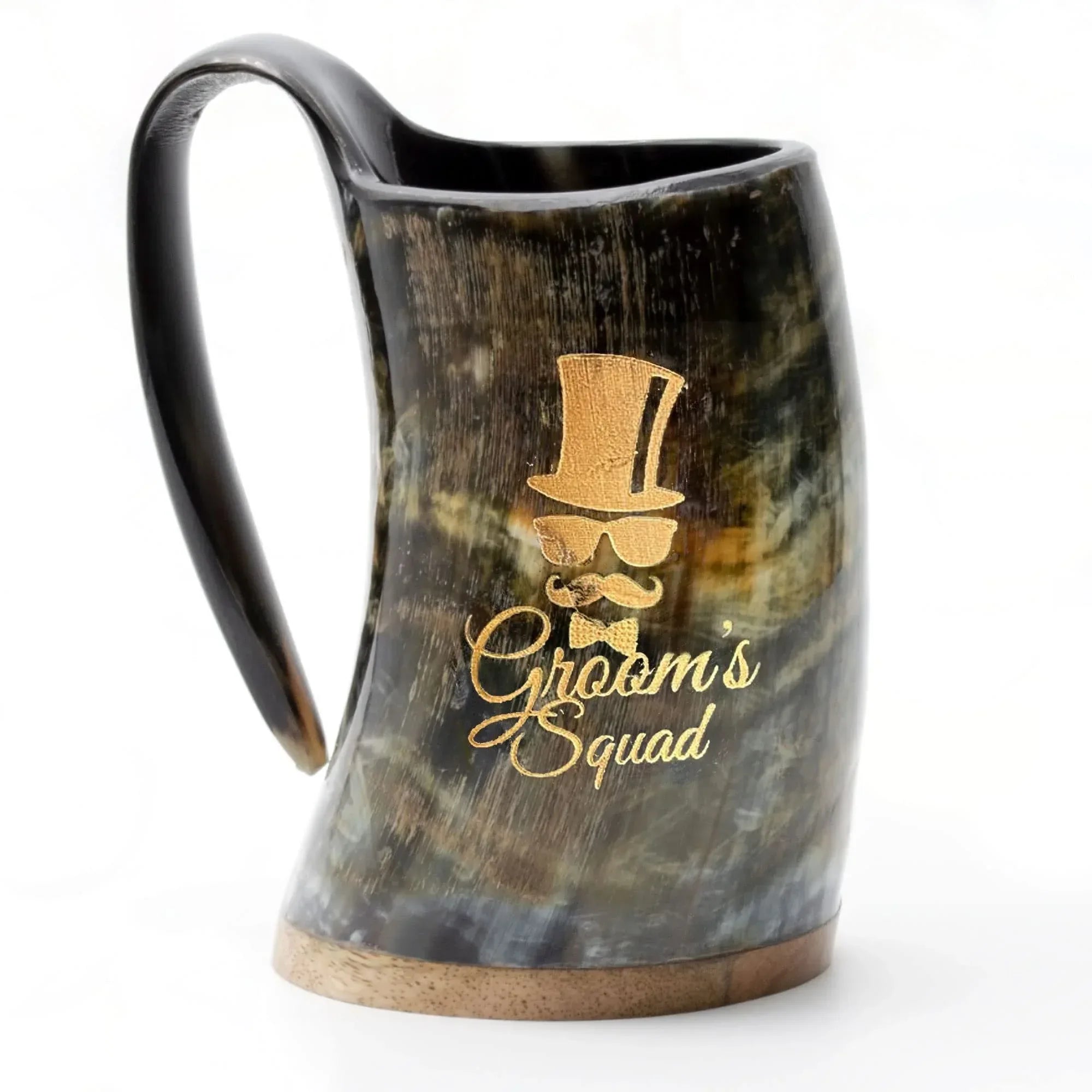 Norse Tradesman Original LG Viking Drinking Horn Mug - 100% Authentic Beer Horn Tankard With Natural Surface & Burlap Gift Sack | The Original, Low Polish, approx. 16 oz - Unique Gift Market