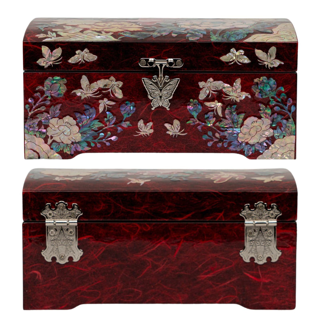 February Mountain Mother of Pearl Box Unique Gifts Red Jewelry Box Engagement Anniversary Christmas Birthday gifts for women who have everything Mom Wife Girlfriend Sister Grandmother Teacher