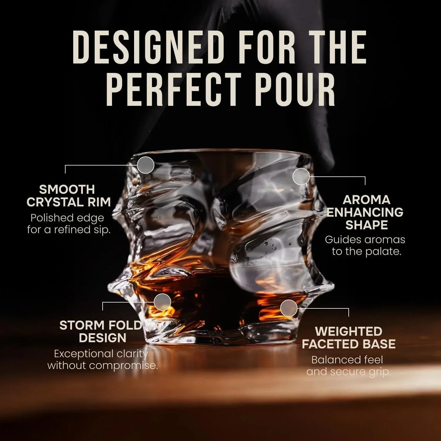 TSUKIGLASS® Storm Premium Japanese Crystal Whisky Glasses Set of 4 - Gift Ready Box, 100% Ultra Clarity Lead-Free Crystal, 10oz Tumblers for Bourbon, Scotch & Cocktails, Luxury Gift for Men - Unique Gift Market