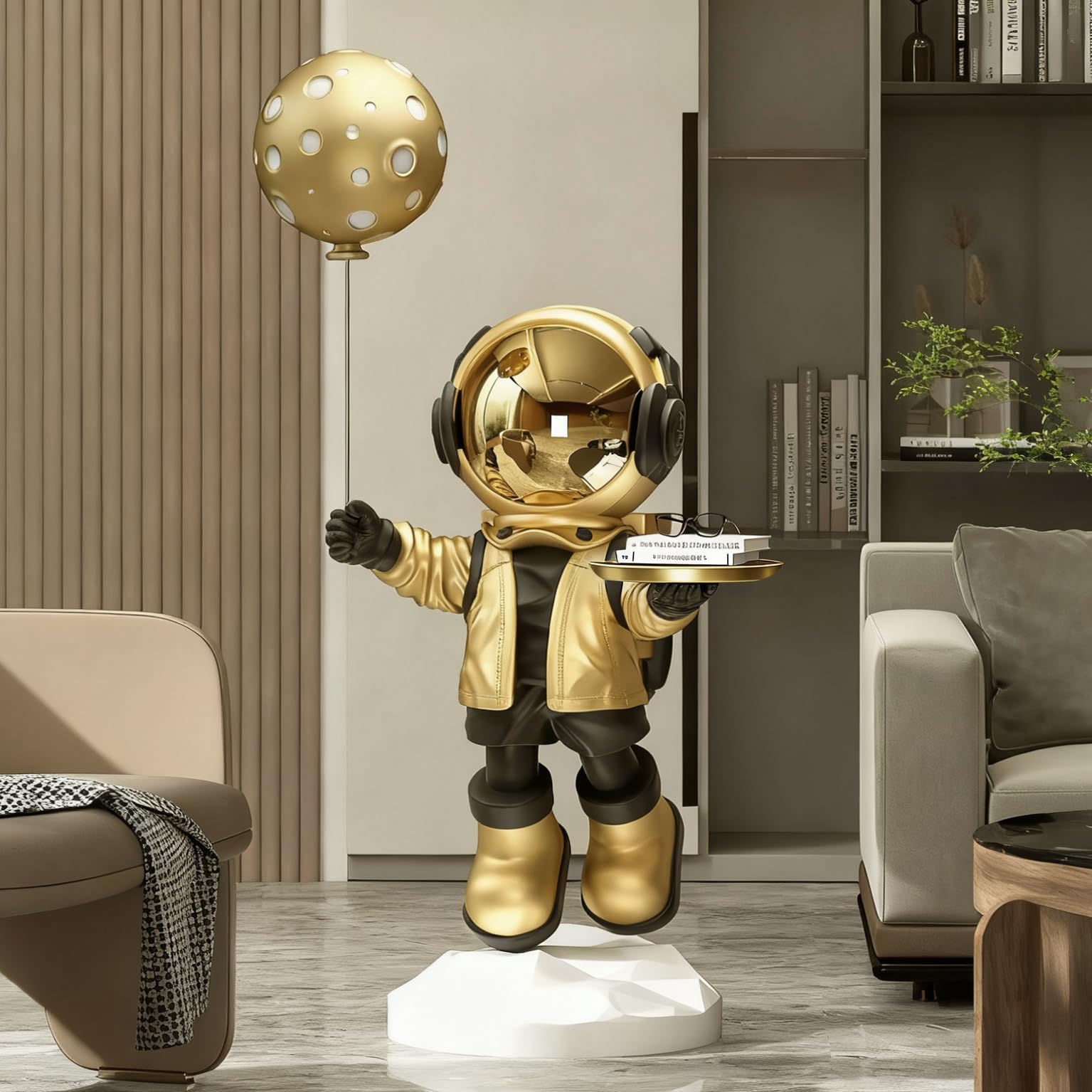 Astronaut Statue, Spaceman Sculpture, Home Decor Sculpture, Cool Metal mask Decoration, Large Spaceman Figurine Decoration