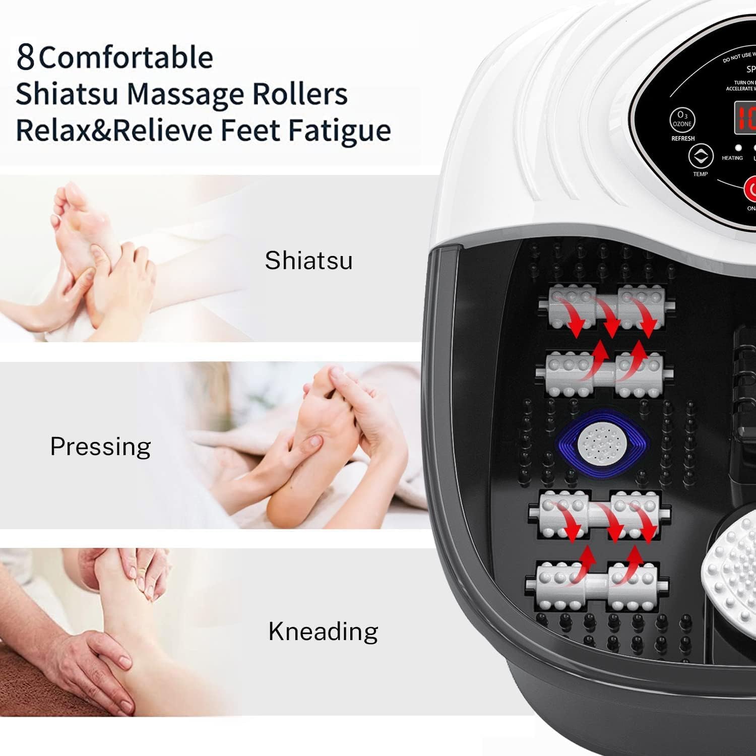 closewave Foot Spa Bath Massager with Heat, UV & Ozone Bubbles,Shiatsu Rollers Epsom Salt Temperature Control, Relieves Stress and Feet Pain - Home Pedicure Soaking Tub Gift for Women/Men, Mom/Dad