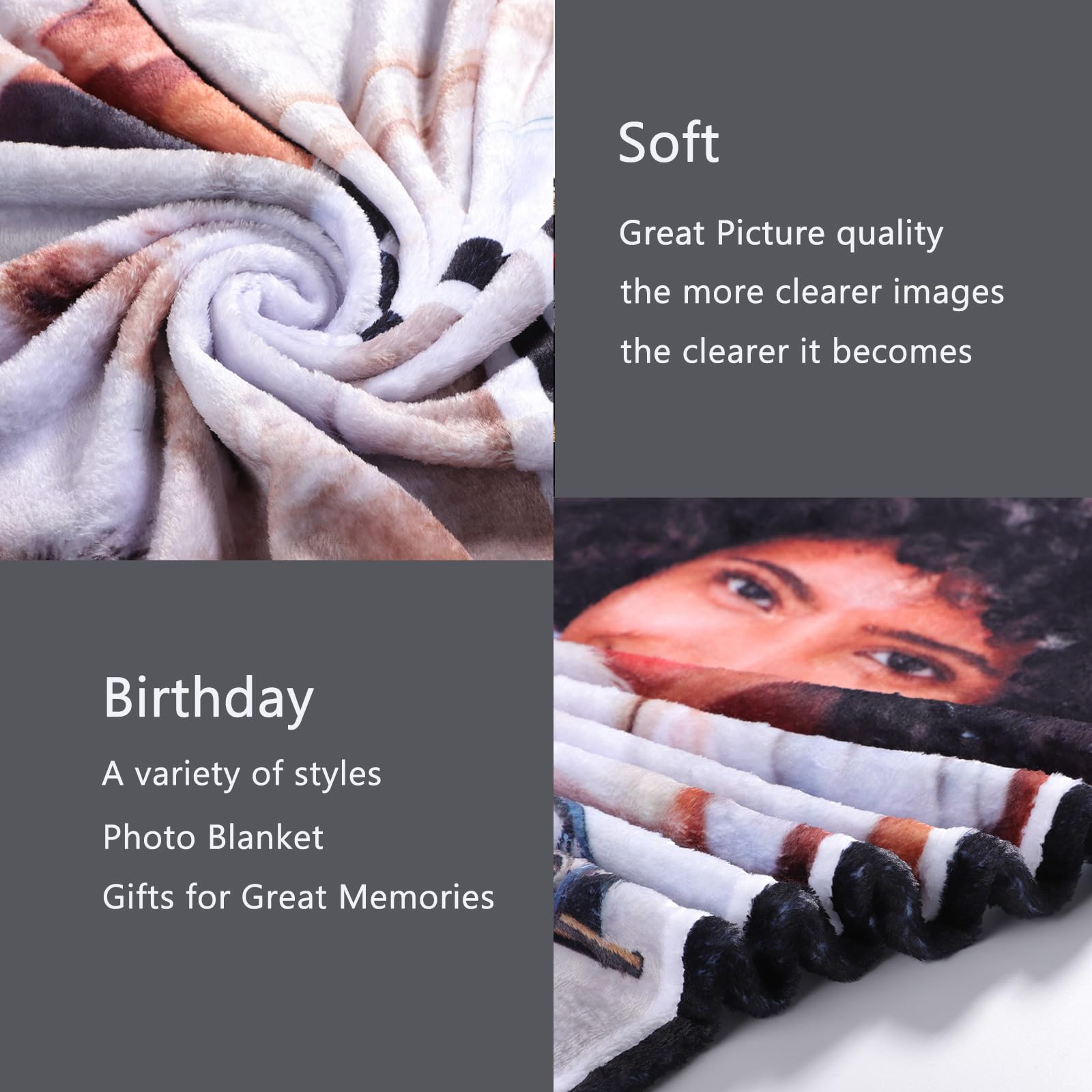 DayOfShe Ships Next Day, Personalized Photo Blankets for Girlfriend Gifts Mom Gifts, Custom Wife Blankets with Picture Flannel Throw Blanket for Boyfriend Couples Gifts