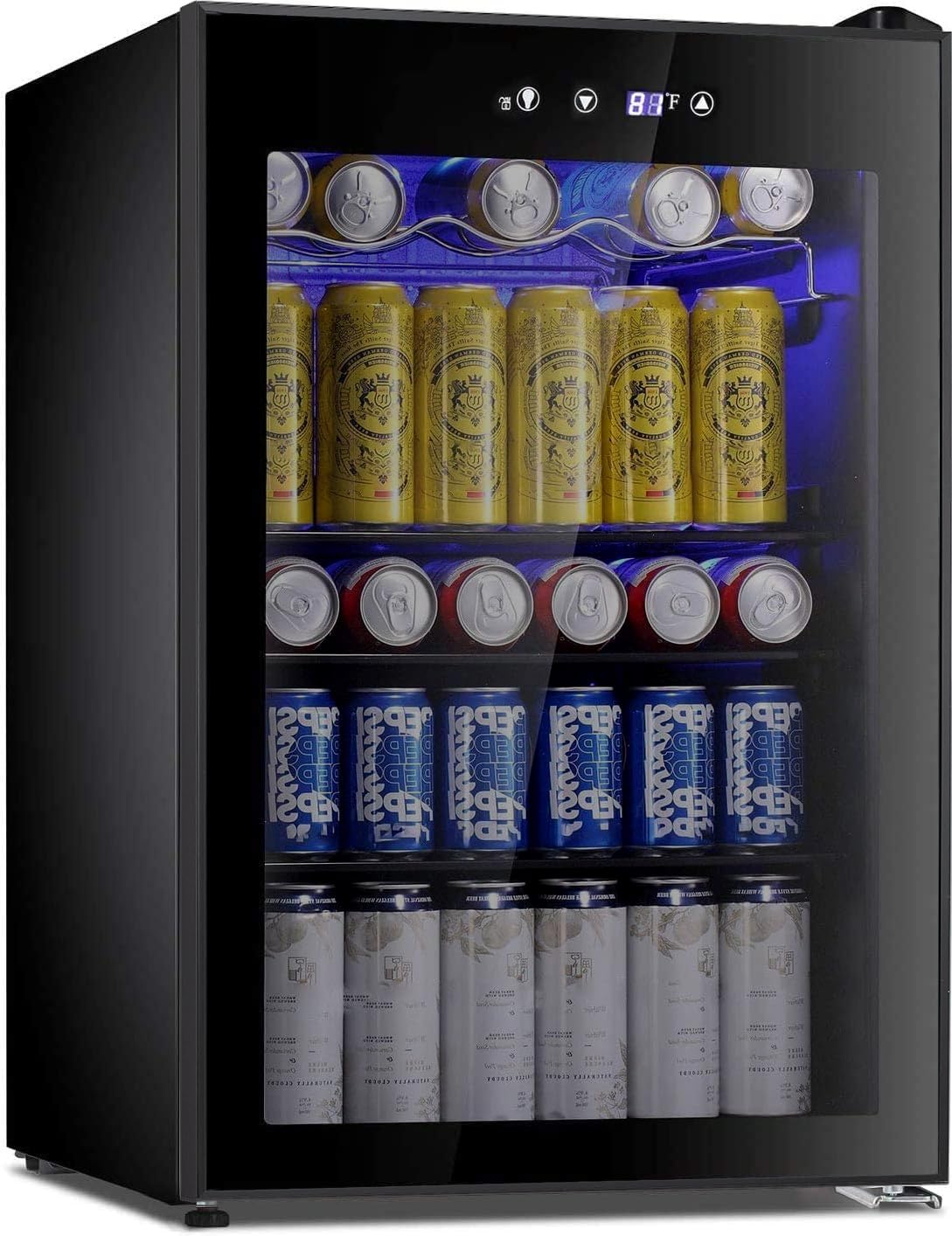 Antarctic Star 18L Beverage Refrigerator Cooler 24Can, Mini Fridge with Quiet Compressor, LED Light,Freestanding Small Fridge with Electronic Temperature Control for Home and Bar(40-61 ℉)