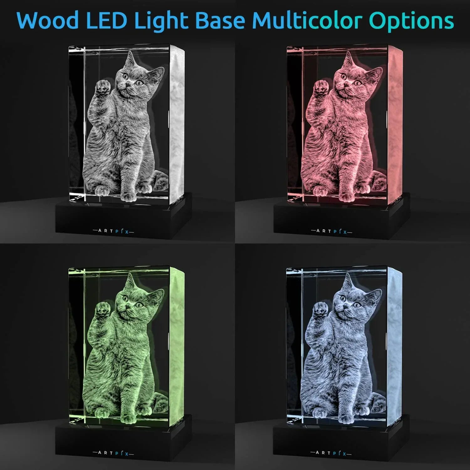 ArtPix 3D Crystal Photo, Valentines Day Personalized Gifts for Women, Wife, Men, Her, Him, Great V-Day Custom Gift With Your Own Photo, Customized Glass 3D Laser Etched Picture Wedding - Unique Gift Market