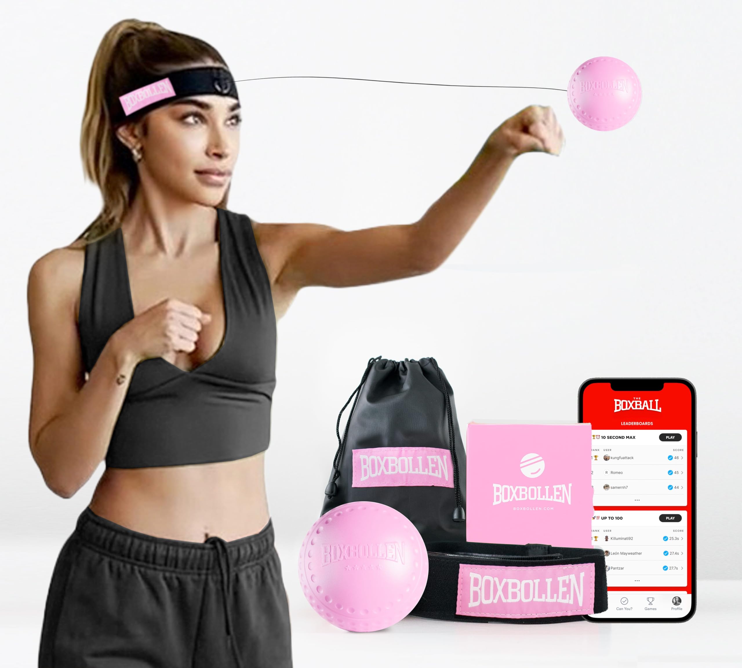 Boxbollen® Boxing Reflex Ball - Celebrity-Endorsed Home Workout Game - App-Connected Punch Counter - Hand Eye Coordination Training Ball - Christmas Gift for Boxers, All Ages - Stocking Stuffer