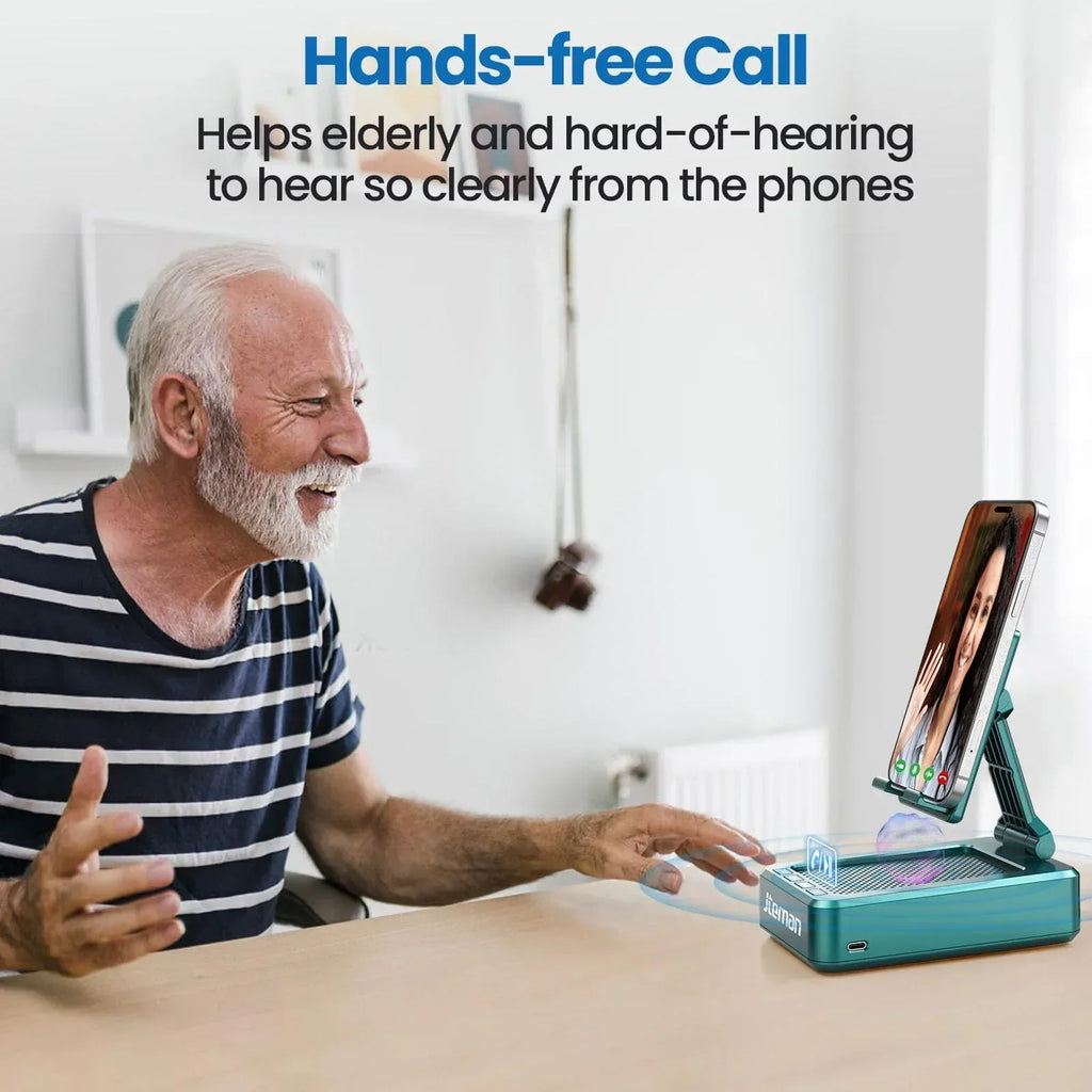 Cell Phone Stand with Wireless Bluetooth Speaker and Anti-Slip Base HD Surround Sound Perfect for Home and Outdoors with Bluetooth Speaker for Desk Compatible with iPhone/ipad/Samsung Galaxy - Unique Gift Market