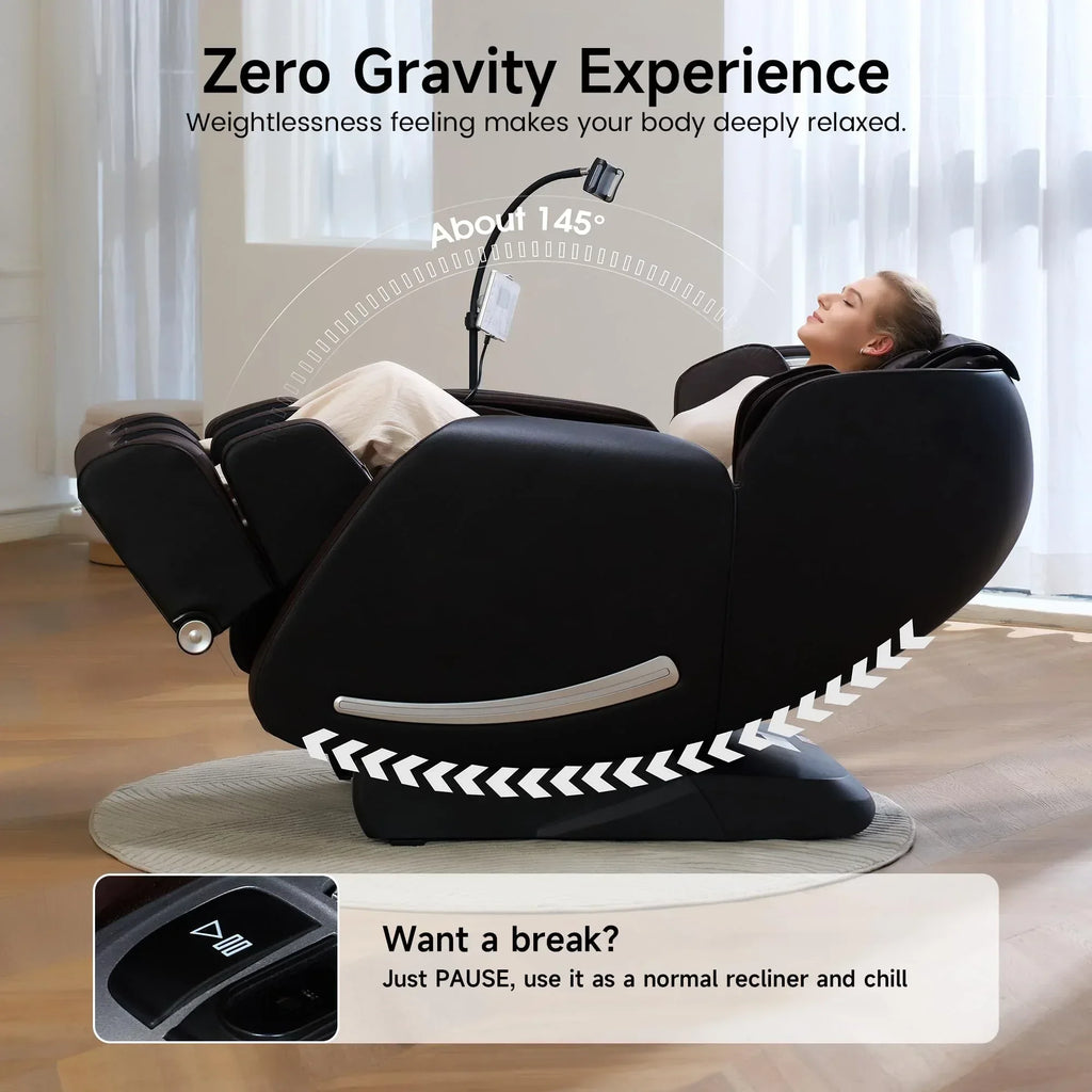 Real Relax 2026 Massage Chair Full Body,Zero Gravity SL-Track Shiatsu Massage Recliner with Upgraded Phone Controller and Holder,APP Control,Child Lock,Pause Button and Led Light,Favor-06,Black - Unique Gift Market
