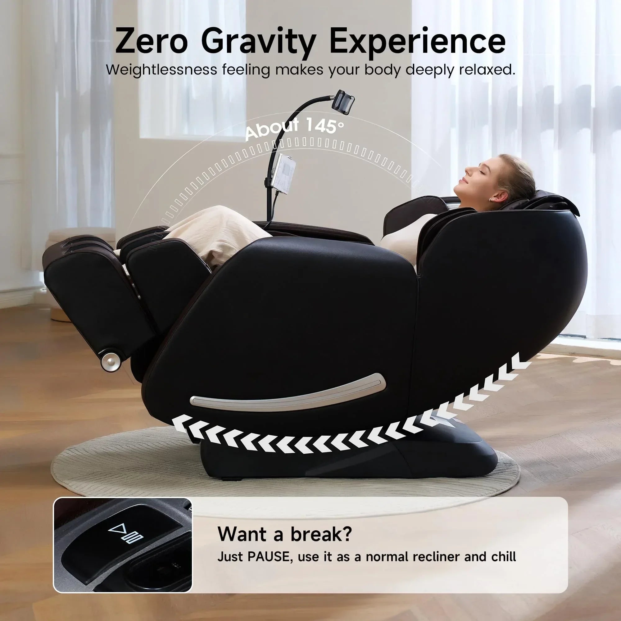 Real Relax 2026 Massage Chair Full Body,Zero Gravity SL-Track Shiatsu Massage Recliner with Upgraded Phone Controller and Holder,APP Control,Child Lock,Pause Button and Led Light,Favor-06,Black - Unique Gift Market