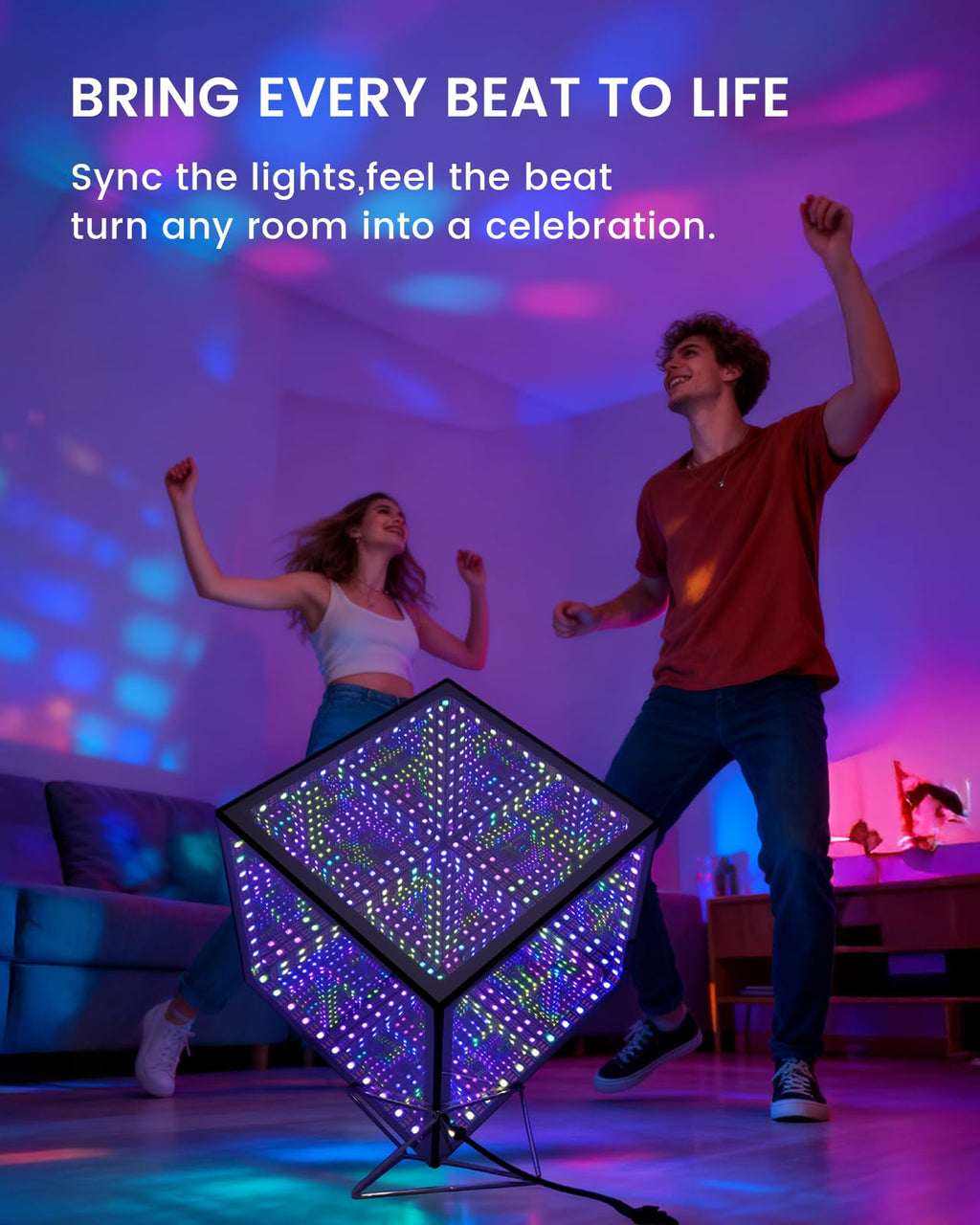 Infinity Hyper Cube LED Table Light, Color-Changing Music-Sync APP-Controlled Ambient Light for Gaming, Party, Home (6.5Inches)