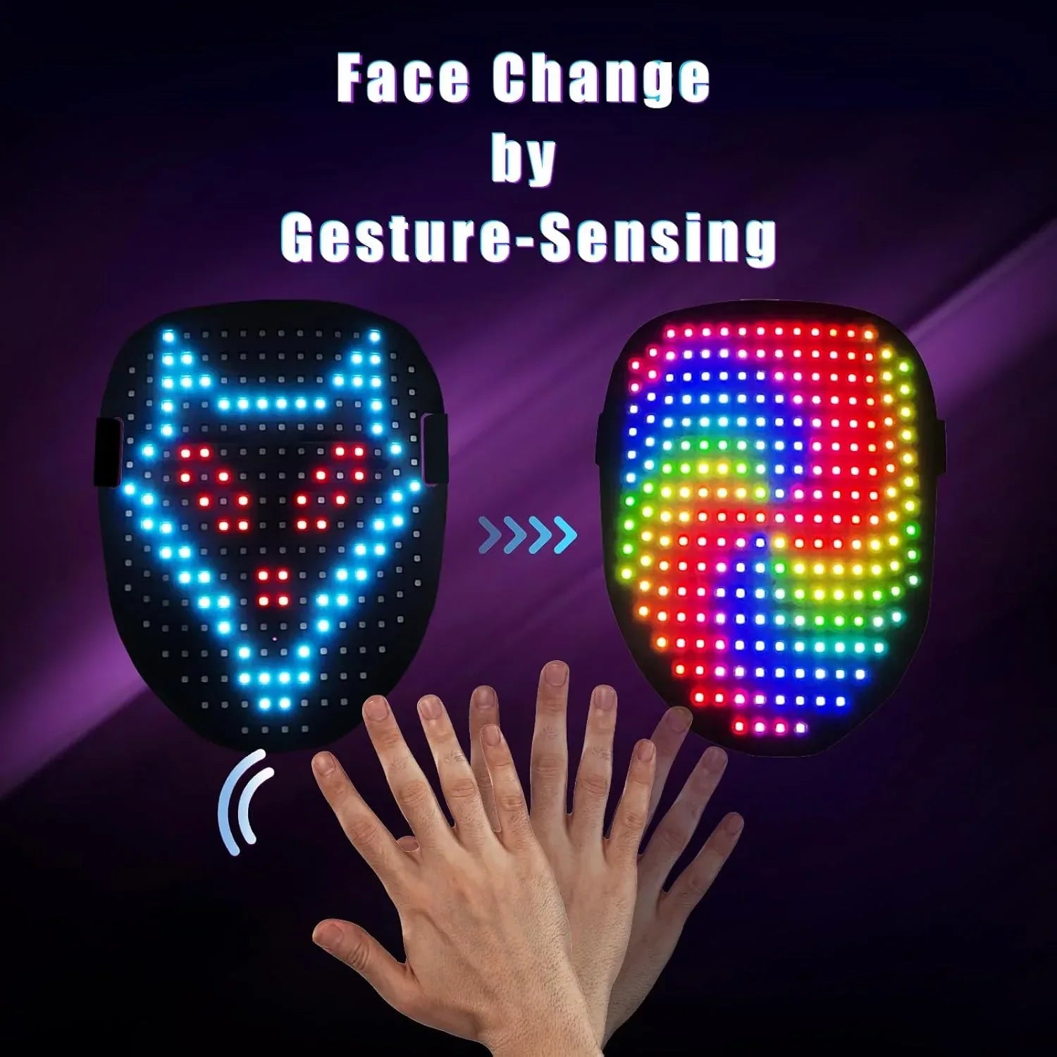 Mr.Pang LED Mask Light up Mask with Gesture Sensing, Cool Face Transforming Mask, Perfect Gifts for Halloween Christmas Birthday Cosplay Party - Unique Gift Market