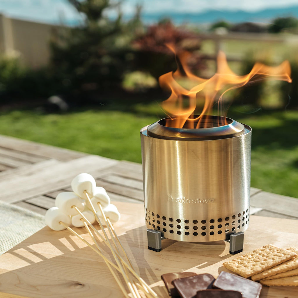 Solo Stove Mesa XL, 7 Inch Tabletop Fire Pit with Stand - Smokeless, Stainless Steel Fire Pit for Camping, Outdoor & Patio- Wood Burning or Pellet Fueled Portable Bonfire, 2.3lbs, Ash
