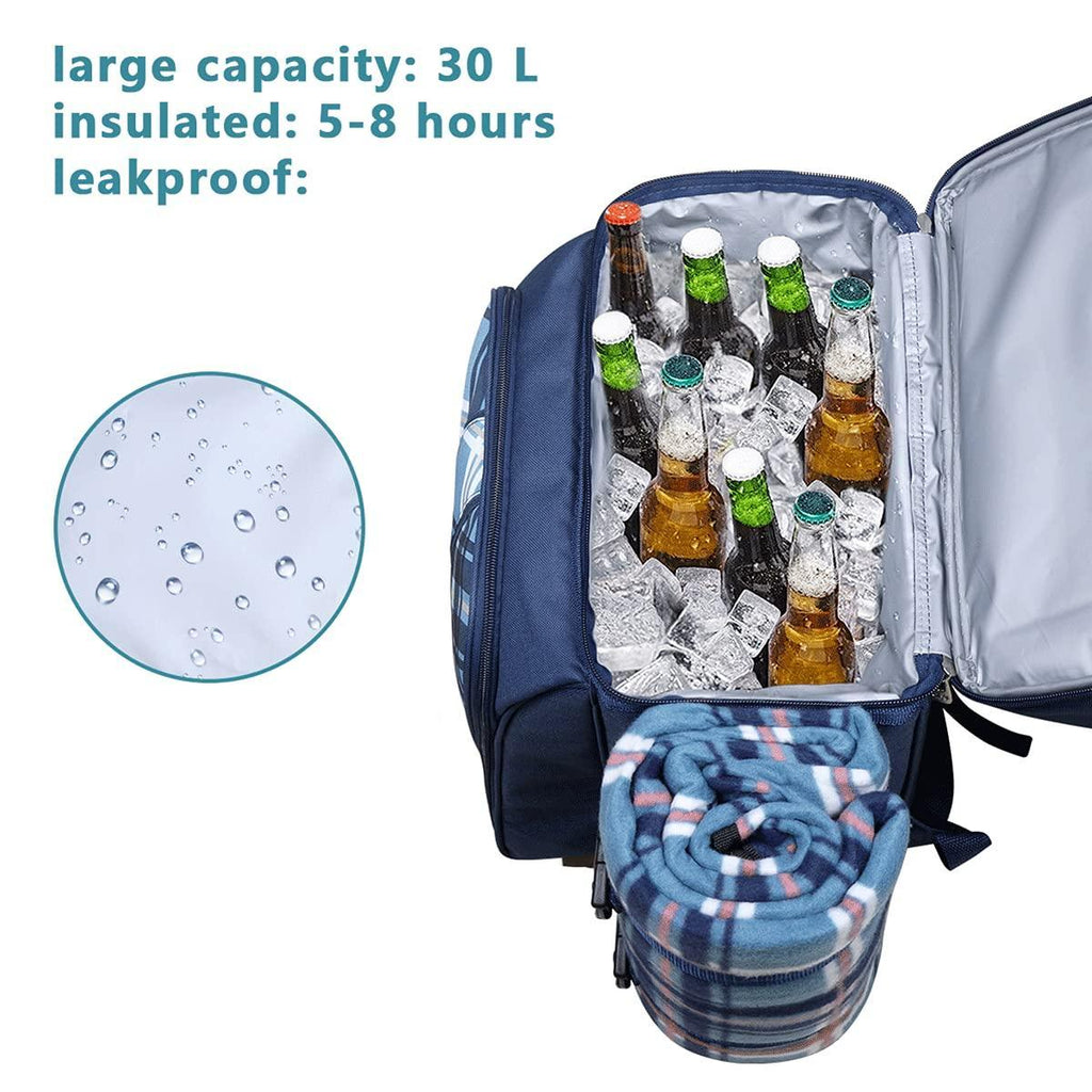 Hap Tim Picnic Basket Backpack for 2 Person with 2 Insulated Cooler Compartment, Wine Holder, Fleece Blanket, Cutlery Set, Wedding Gifts for Couples, Bridal Shower Gifts, Engagement Gifts - Unique Gift Market