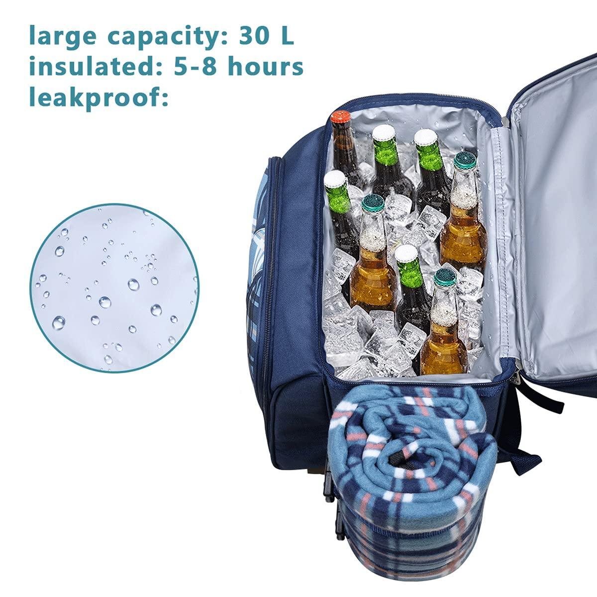 Hap Tim Picnic Basket Backpack for 2 Person with 2 Insulated Cooler Compartment, Wine Holder, Fleece Blanket, Cutlery Set, Wedding Gifts for Couples, Bridal Shower Gifts, Engagement Gifts - Unique Gift Market