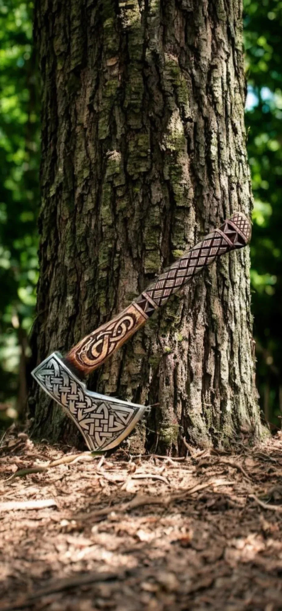 Poshland AX-7001 Custom Gift Forged Carbon Steel Viking Axe with Rose Wood Shaft, Double Edge Axe - Unique Gift Market