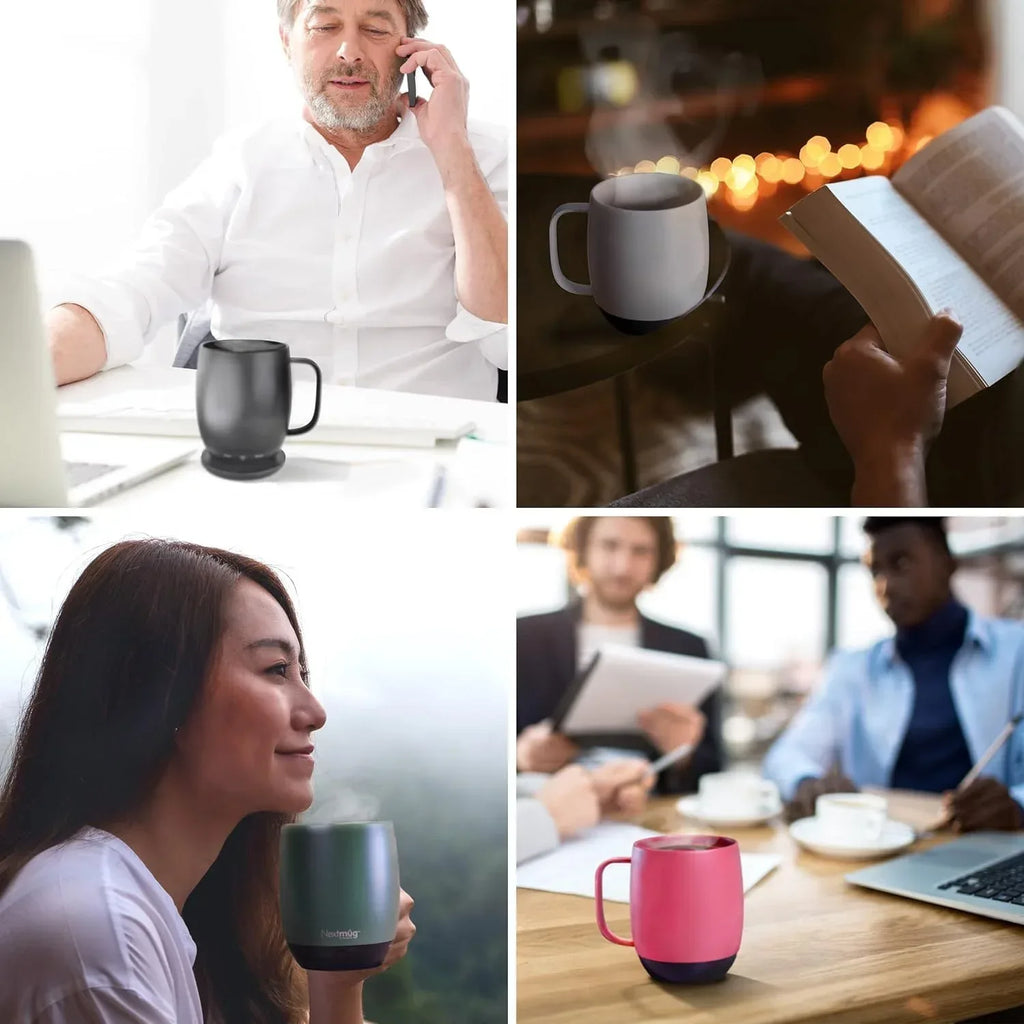 Nextmug - Temperature-Controlled, Self-Heating Coffee Mug (Black - 14 oz.) - Unique Gift Market