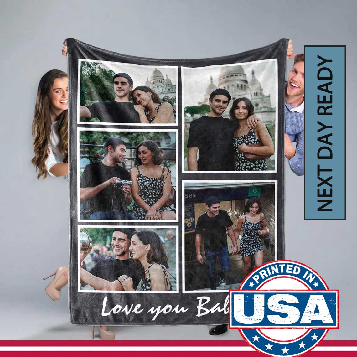 DayOfShe Ships Next Day, Personalized Photo Blankets for Girlfriend Gifts Mom Gifts, Custom Wife Blankets with Picture Flannel Throw Blanket for Boyfriend Couples Gifts