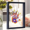 Family Handprint Kit, DIY Craft Keepsake Wooden Frame, Endless Gift Set, Non-Toxic Paints, Transparent Sheets (Brown) - Unique Gift Market