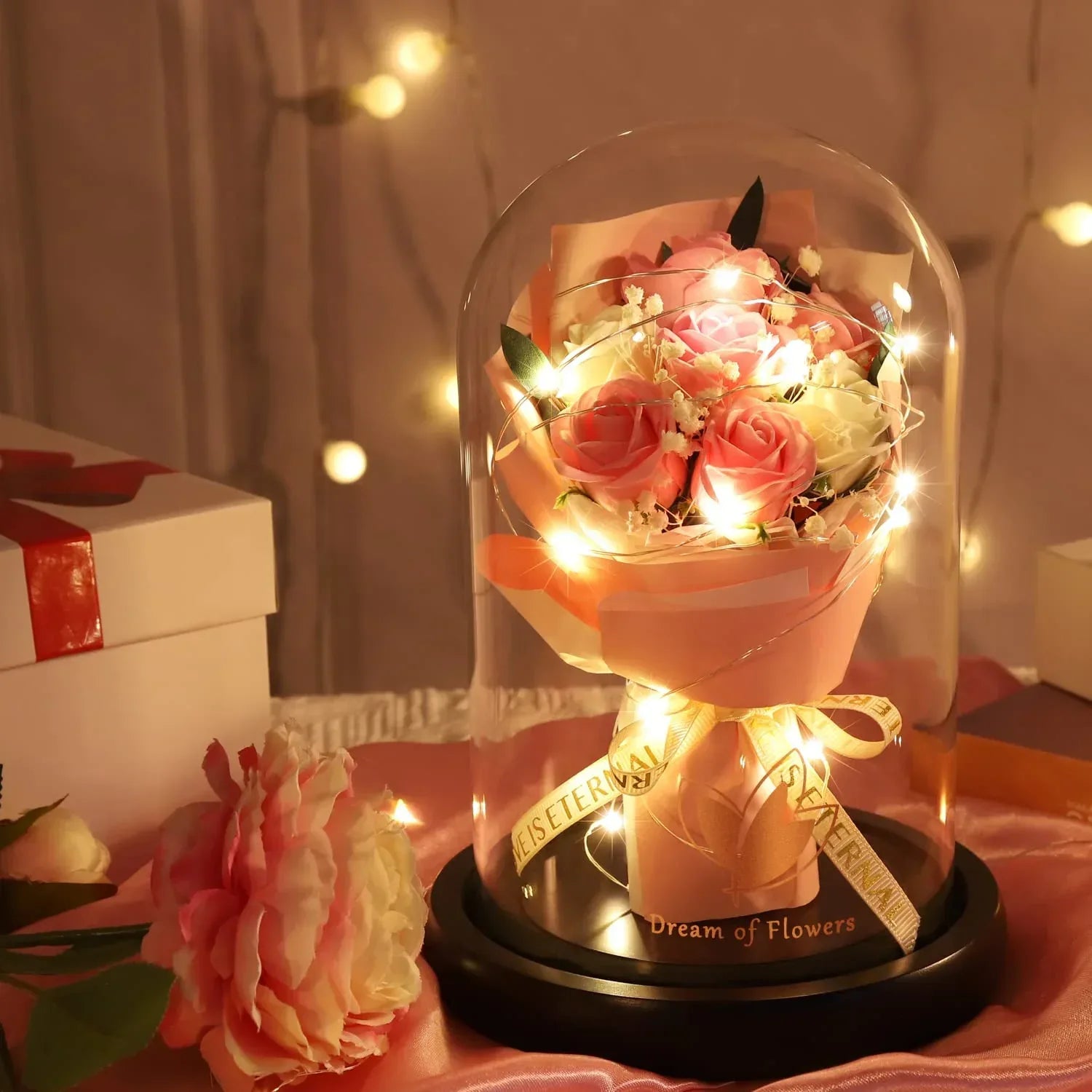 Valentines Day Gifts for Her,Valentines Flower Gifts for Women,Rose in Glass Dome with 2 Light Modes,Light Up Rose Flowers,Valentines Anniversary Birthday Gifts for Women, Mom, Wife, Girlfriend - Unique Gift Market