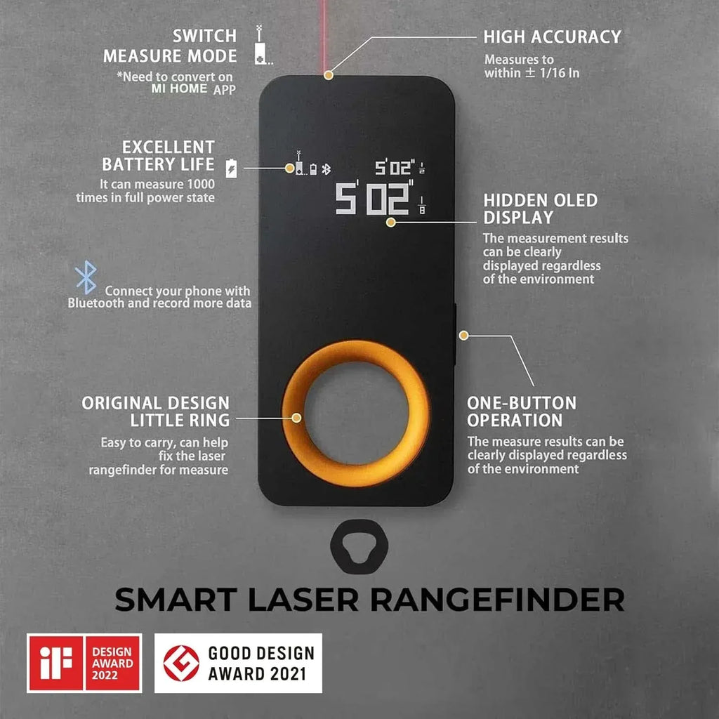 HOTO Laser Measuring Tool, Pocket-Size 98Ft Digital Laser Tape Measure ±2mm Accuracy, USB-C Rechargeable, OLED Display, Ft/M/in Unit Conversion, Real-time Data Sync, Cool Gadgets for Men & Home Use - Unique Gift Market