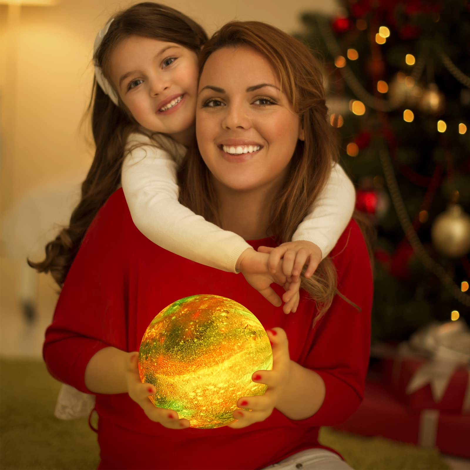 BRIGHTWORLD Moon Lamp Galaxy Lamp 5.9 inch 16 Colors LED 3D Moon Light, Remote & Touch Control Moon Night Light Christmas Gifts for Girls Boys Kids Women Birthday（Wooden Base）