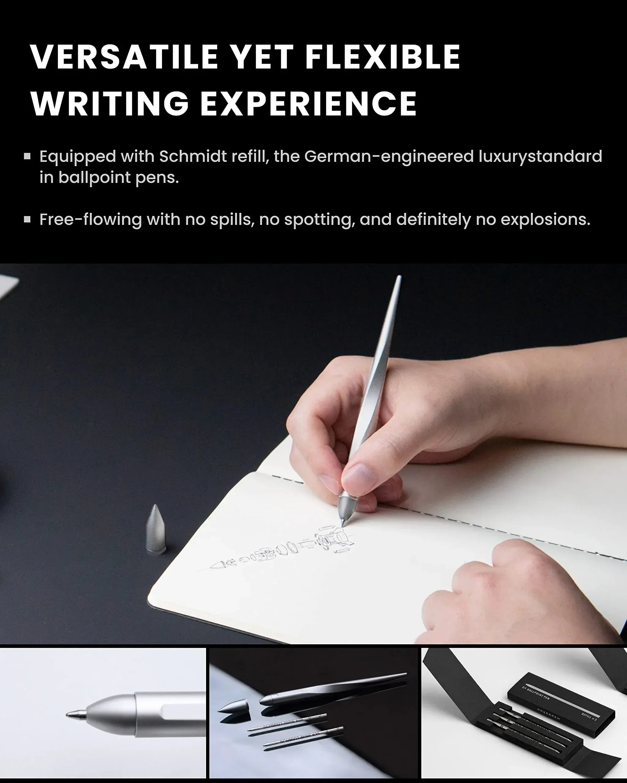 novium Hoverpen Interstellar, Mars Magma, Ballpoint Pen, Unisex, 23.5 Degree Angle, Schmidt Ballpoint Cartridges, Smooth Writing, No Spills, No Spotting, No Explosions - Unique Gift Market