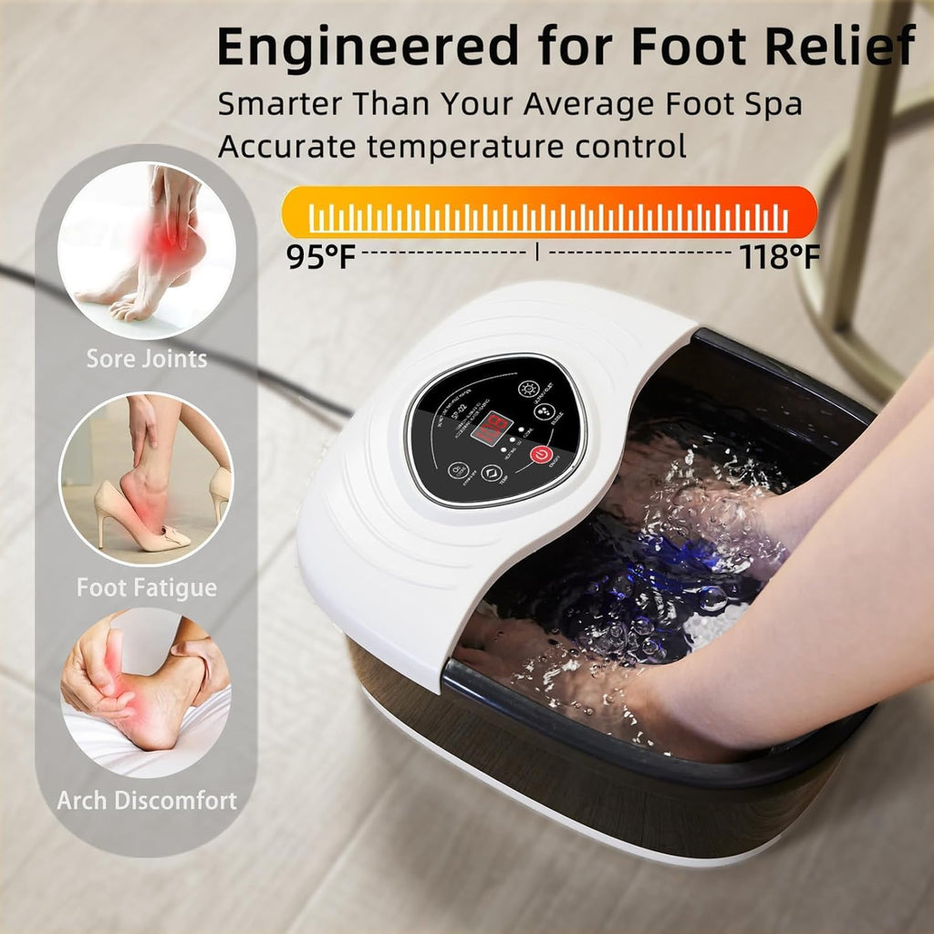 closewave Foot Spa Bath Massager with Heat, UV & Ozone Bubbles,Shiatsu Rollers Epsom Salt Temperature Control, Relieves Stress and Feet Pain - Home Pedicure Soaking Tub Gift for Women/Men, Mom/Dad