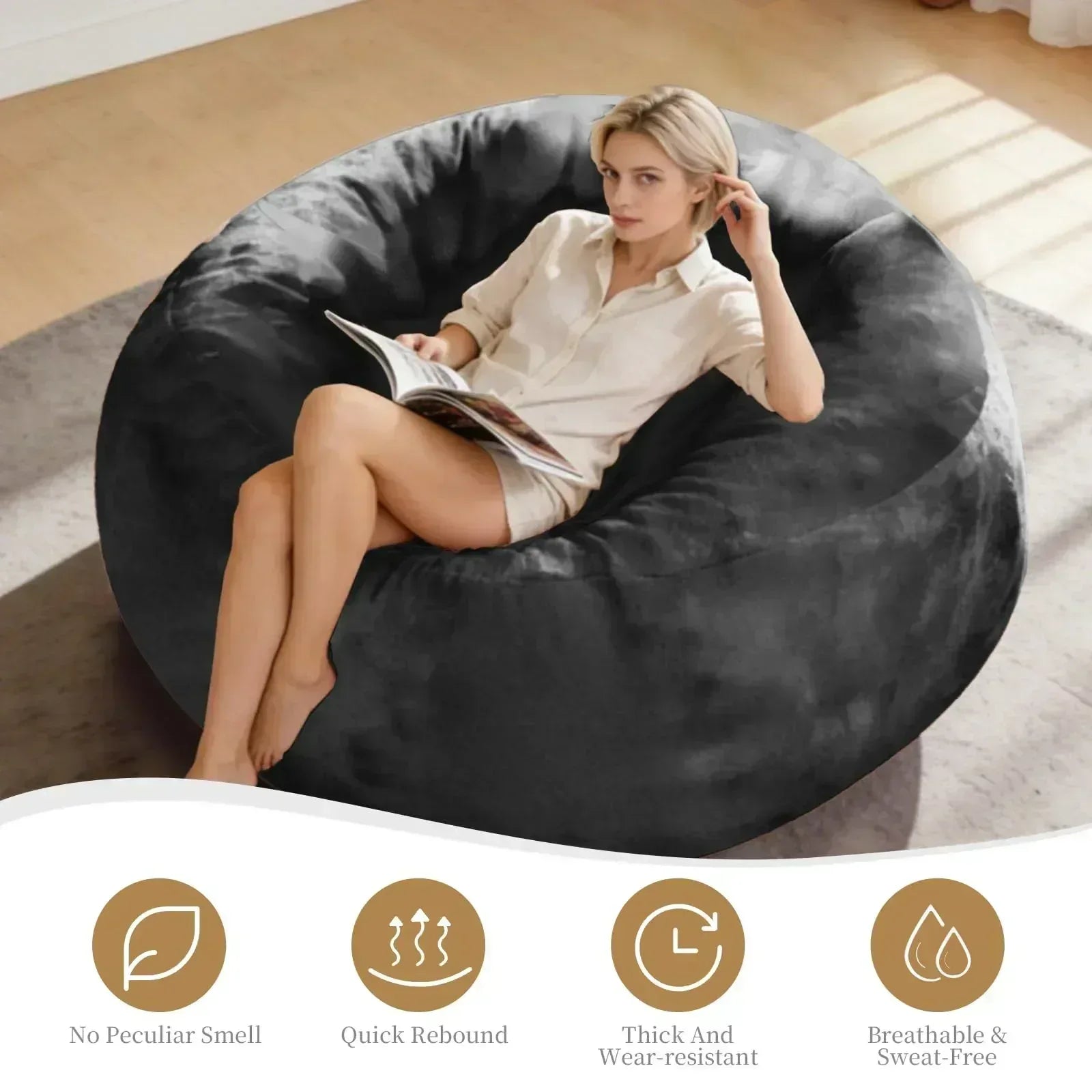 Big Beanbag Chairs for Adults ，6FT Bean Bag Chair with Filler Memory Foam Chair Super Soft Plush, Living Room Furniture, Suitable for bedrooms, Comfy Lounge Reading Chairs Birthday Gifts for Women Mom - Unique Gift Market