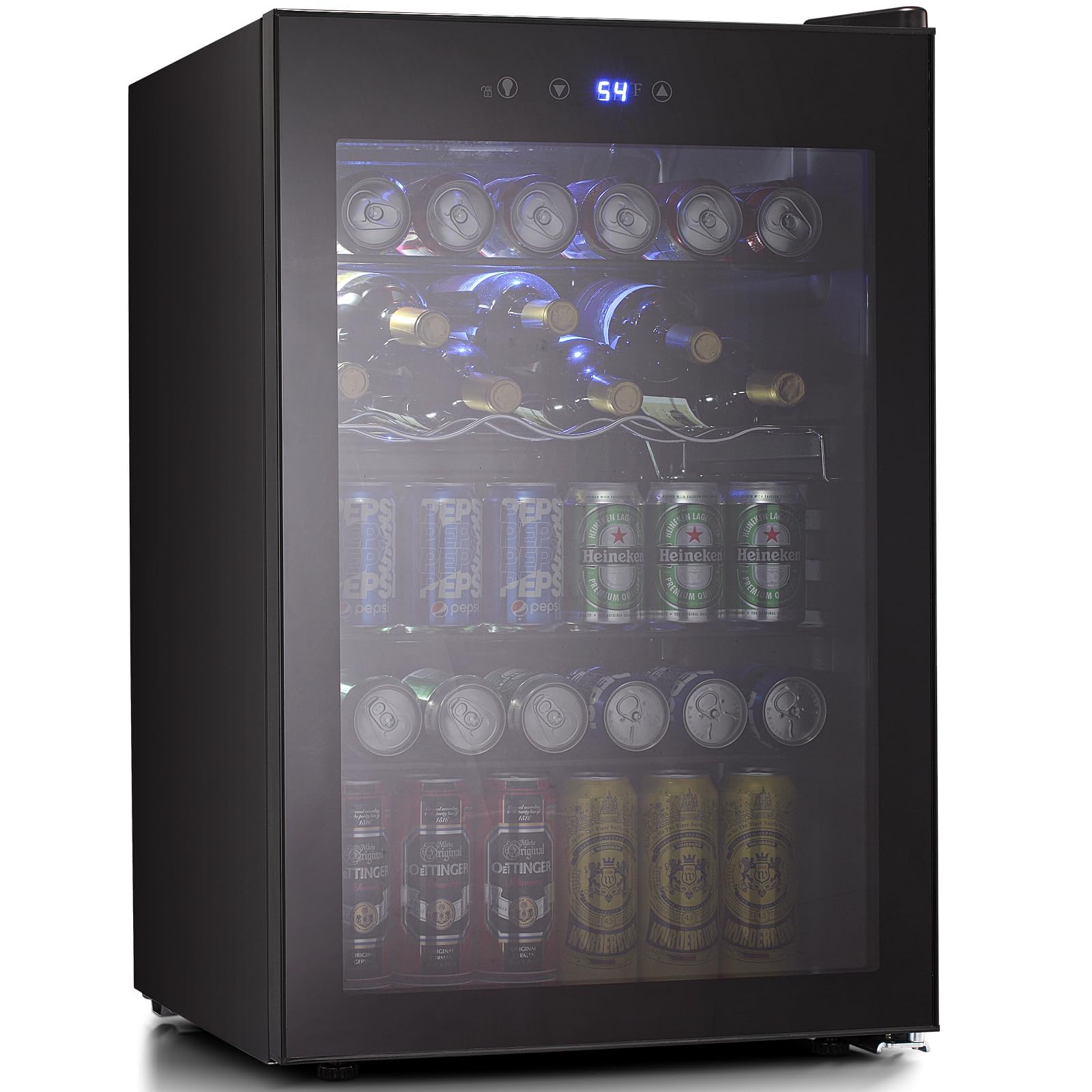 Antarctic Star 18L Beverage Refrigerator Cooler 24Can, Mini Fridge with Quiet Compressor, LED Light,Freestanding Small Fridge with Electronic Temperature Control for Home and Bar(40-61 ℉)