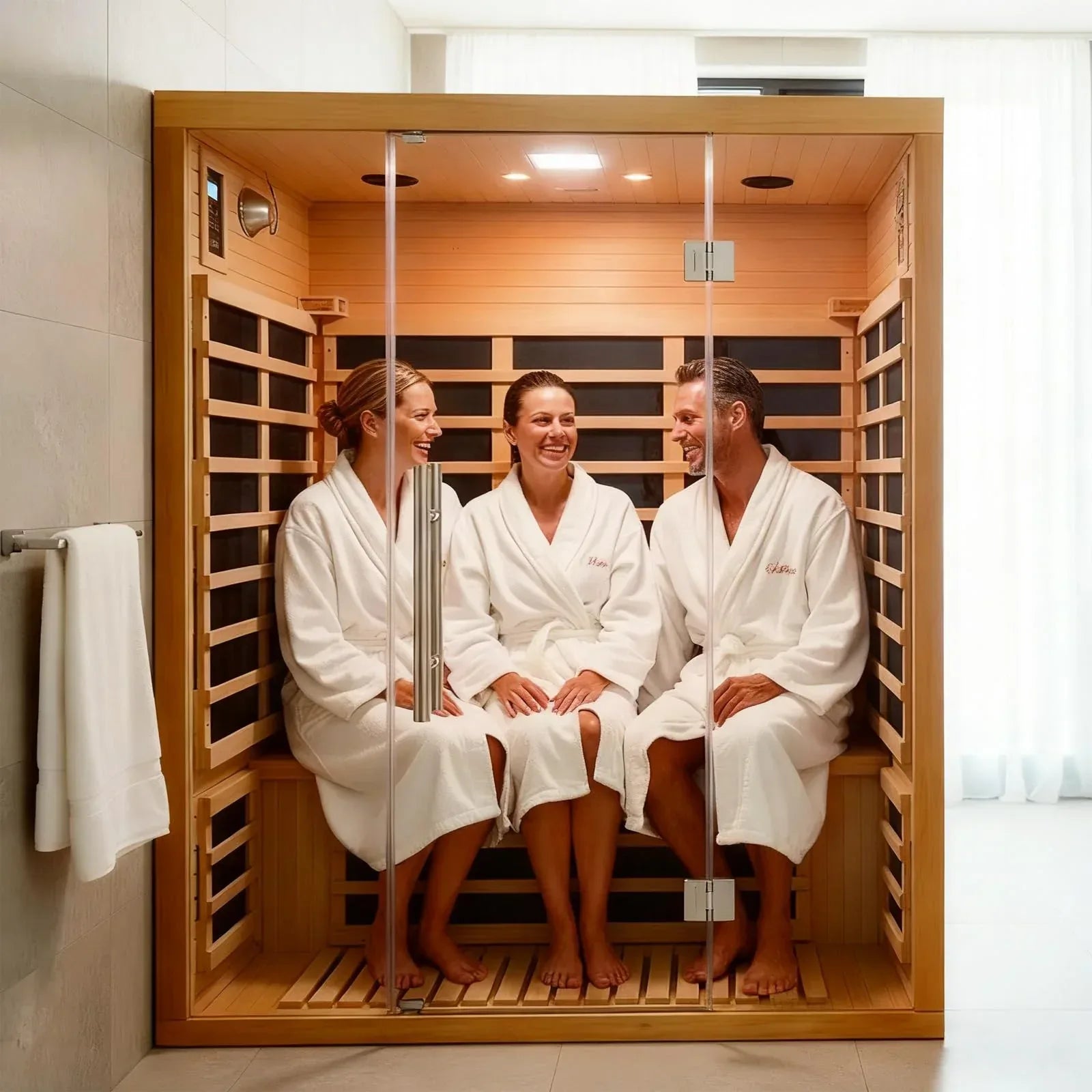 Far Infrared Sauna for 1 Person - 1050W Fast Heating, Canadian Hemlock Wood Home Sauna with Bluetooth Speaker, Chromotherapy & Oxygen Ionizer Easy Assembly Indoor Sauna for Relaxation, Detox, Home Gym - Unique Gift Market