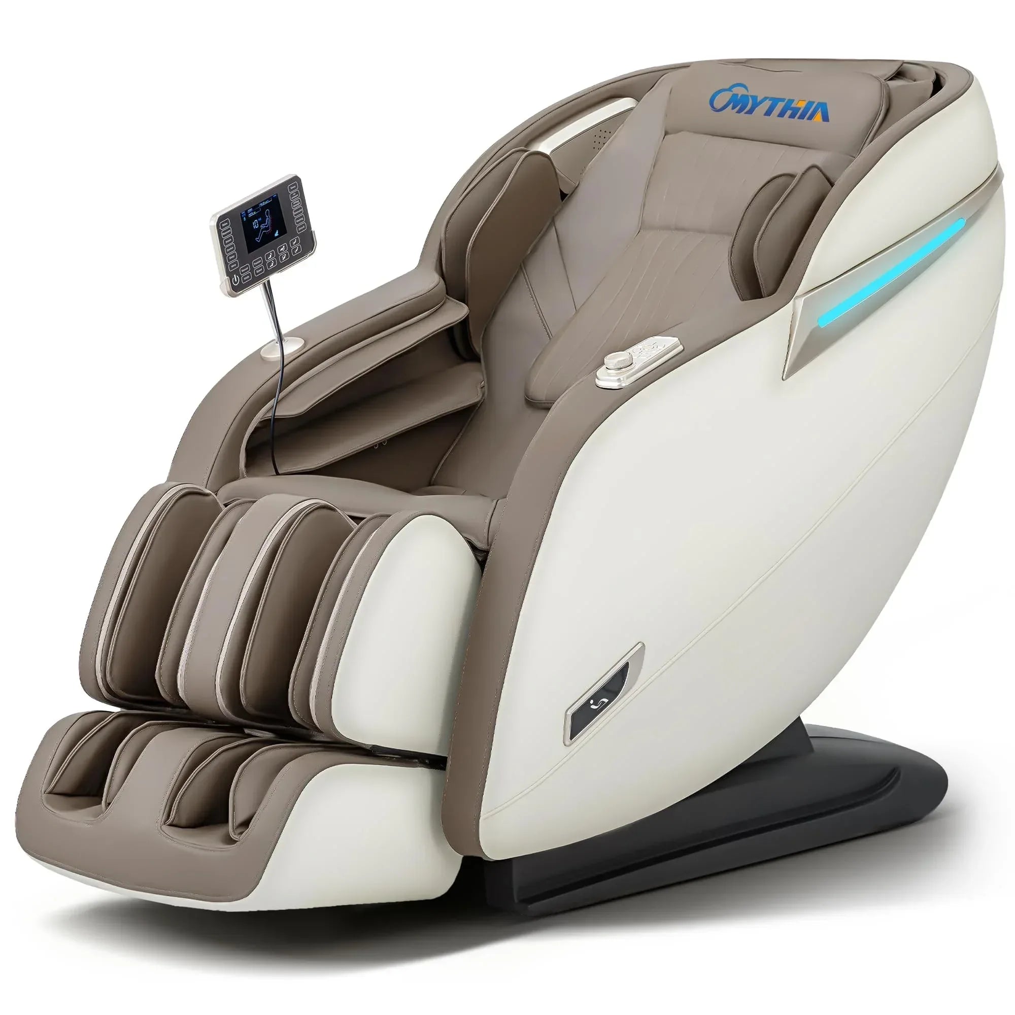 MYTHIA MD906 2026 Massage Chair - Full Body Zero Gravity Recliner with 3D Massage, Heat Therapy, Air Pressure & Foot Roller, Bluetooth & USB Charging Port for Home & Office Use (Beige) - Unique Gift Market