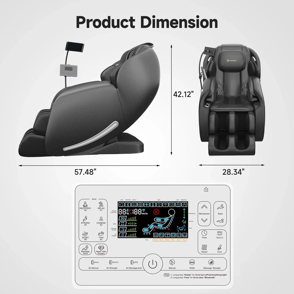 Real Relax 2026 Massage Chair Full Body,Zero Gravity SL-Track Shiatsu Massage Recliner with Upgraded Phone Controller and Holder,APP Control,Child Lock,Pause Button and Led Light,Favor-06,Black - Unique Gift Market