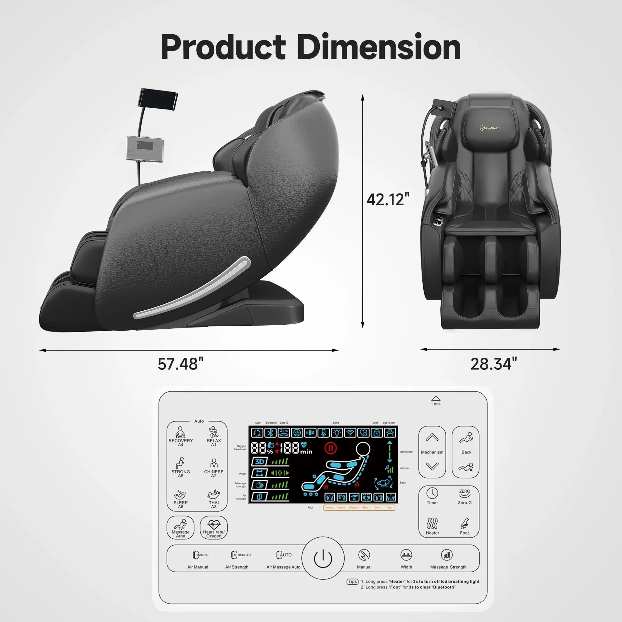 Real Relax 2026 Massage Chair Full Body,Zero Gravity SL-Track Shiatsu Massage Recliner with Upgraded Phone Controller and Holder,APP Control,Child Lock,Pause Button and Led Light,Favor-06,Black - Unique Gift Market