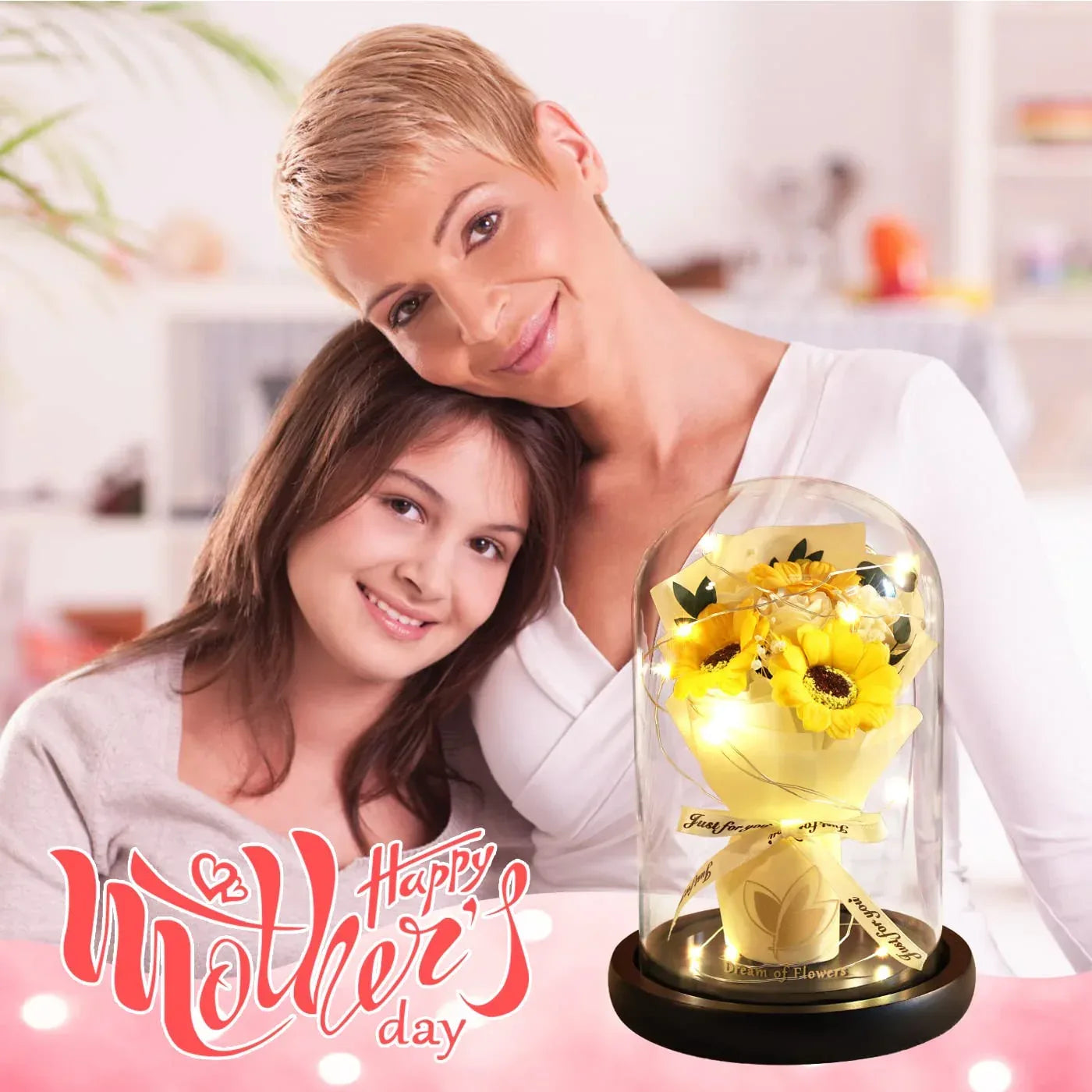 Valentines Day Gifts for Her,Valentines Flower Gifts for Women,Rose in Glass Dome with 2 Light Modes,Light Up Rose Flowers,Valentines Anniversary Birthday Gifts for Women, Mom, Wife, Girlfriend - Unique Gift Market