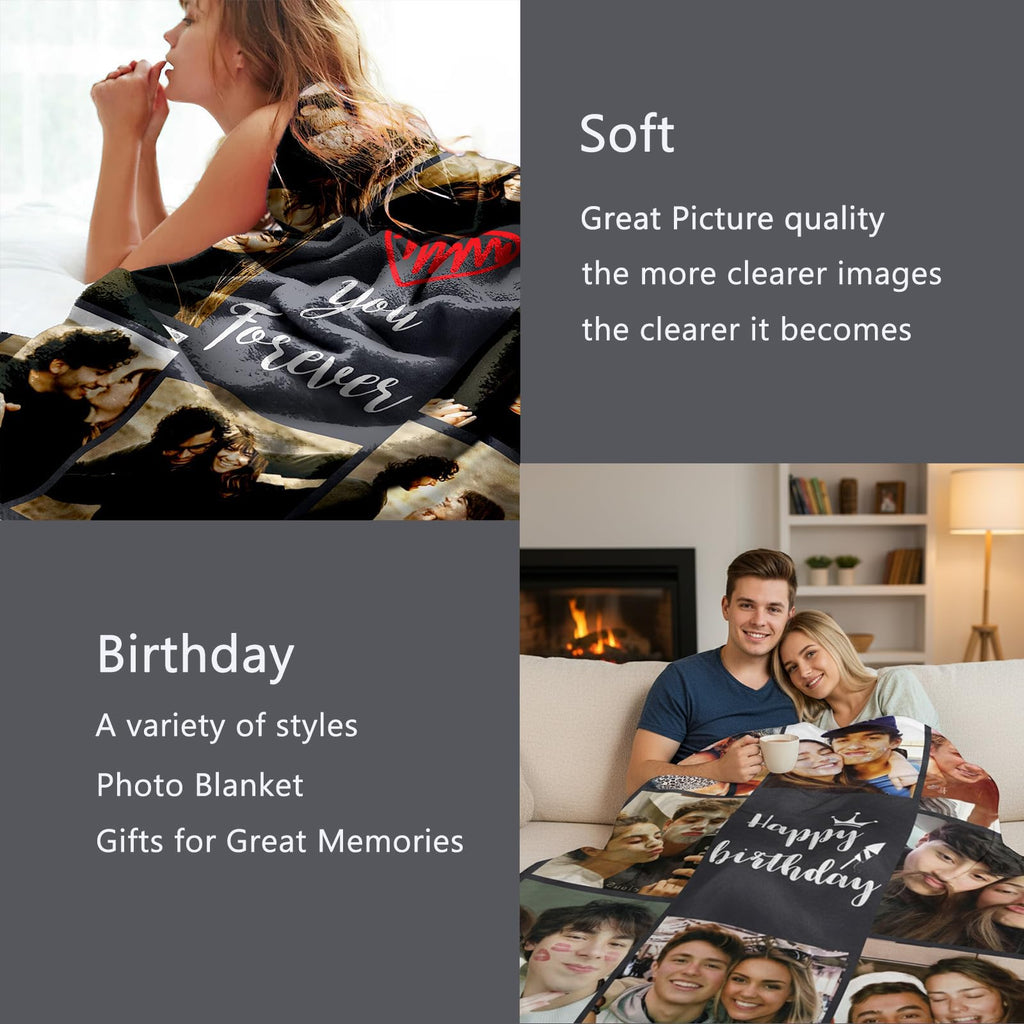 DayOfShe Ships Next Day, Personalized Photo Blankets for Girlfriend Gifts Mom Gifts, Custom Wife Blankets with Picture Flannel Throw Blanket for Boyfriend Couples Gifts