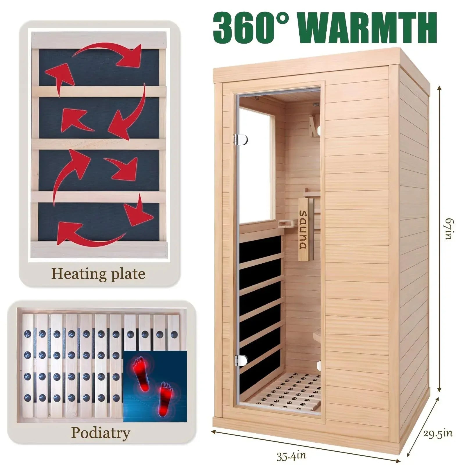 Far Infrared Sauna for 1 Person - 1050W Fast Heating, Canadian Hemlock Wood Home Sauna with Bluetooth Speaker, Chromotherapy & Oxygen Ionizer Easy Assembly Indoor Sauna for Relaxation, Detox, Home Gym - Unique Gift Market