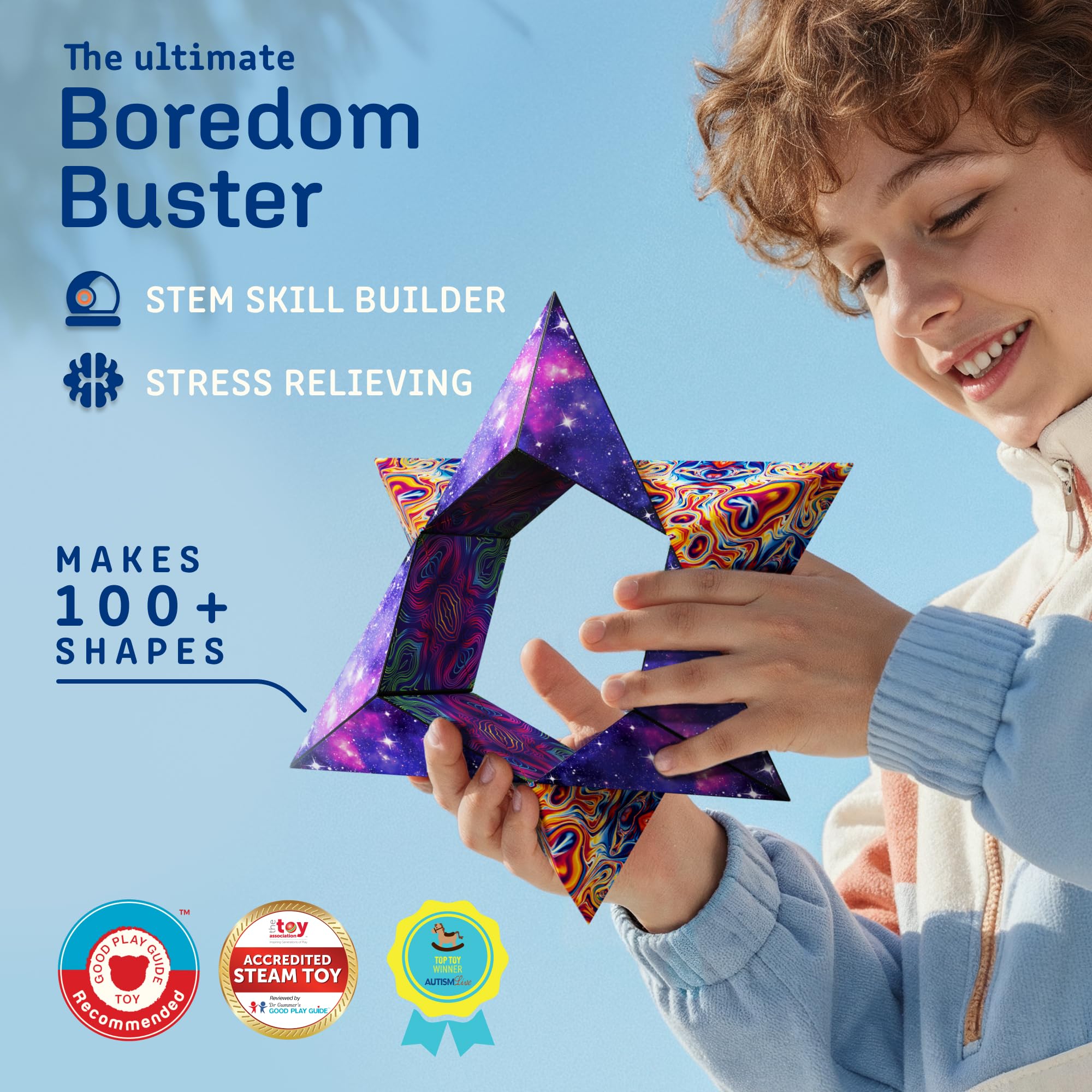 Shashibo Shape Shifting Box - Award-Winning STEM Fidget Toy with Ultra Strong Magnets - Puzzle Cube Transforms Into 100+ Shapes, Perfect Sensory Gift for Kids, Teens, and Adults (Wings)