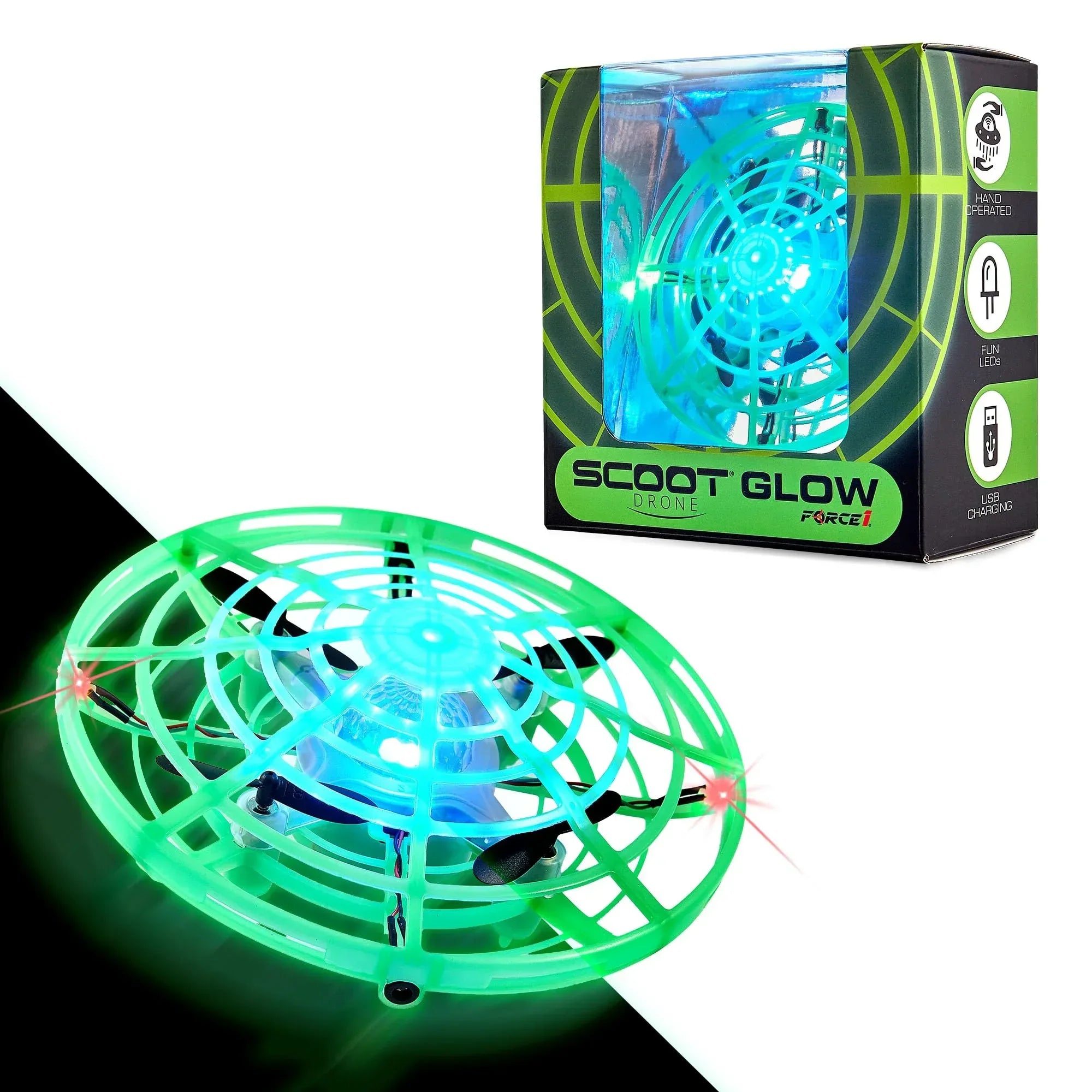 Force1 Scoot Hand Operated Drone for Kids or Adults - Hands Free Motion Sensor Mini Drones, Easy LED Indoor Rechargeable UFO Toy Flying Orb Ball Drone Toys for Boys and Girls (Blue) - Unique Gift Market