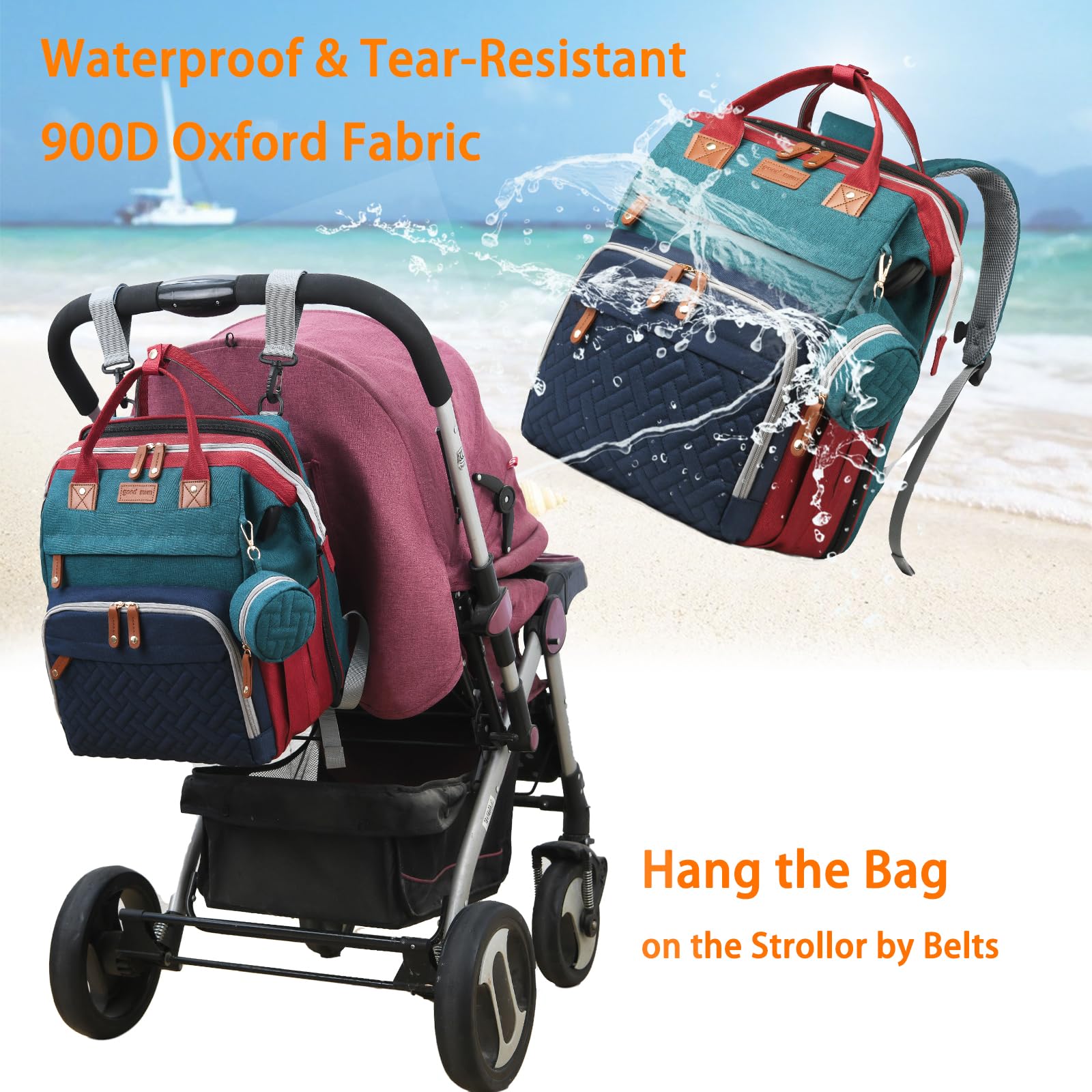 Baby Diaper Bags with Changing Station, Waterproof Diaper Bag Backpack for Moms Dads with USB Charging Port, Baby Shower Gifts, Large Capacity diaper backpack, Grey