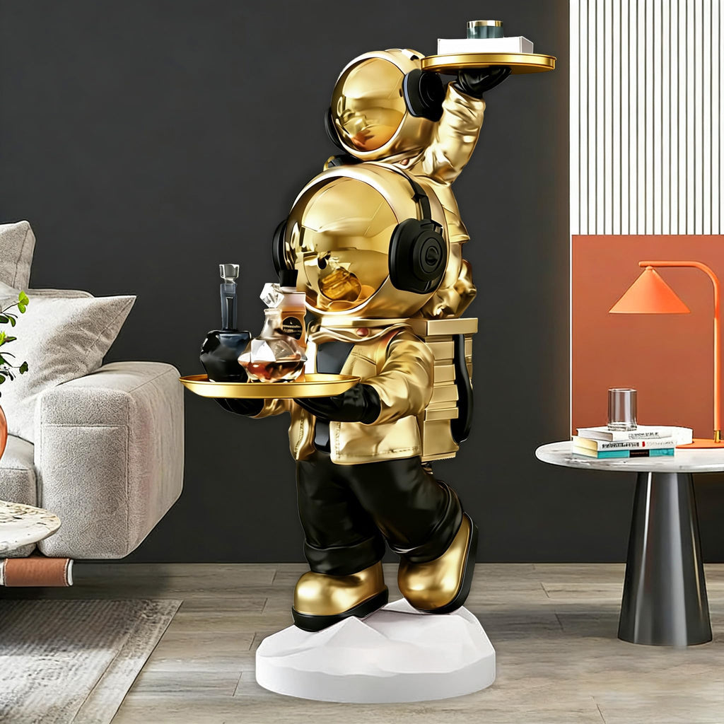 Astronaut Statue, Spaceman Sculpture, Home Decor Sculpture, Cool Metal mask Decoration, Large Spaceman Figurine Decoration