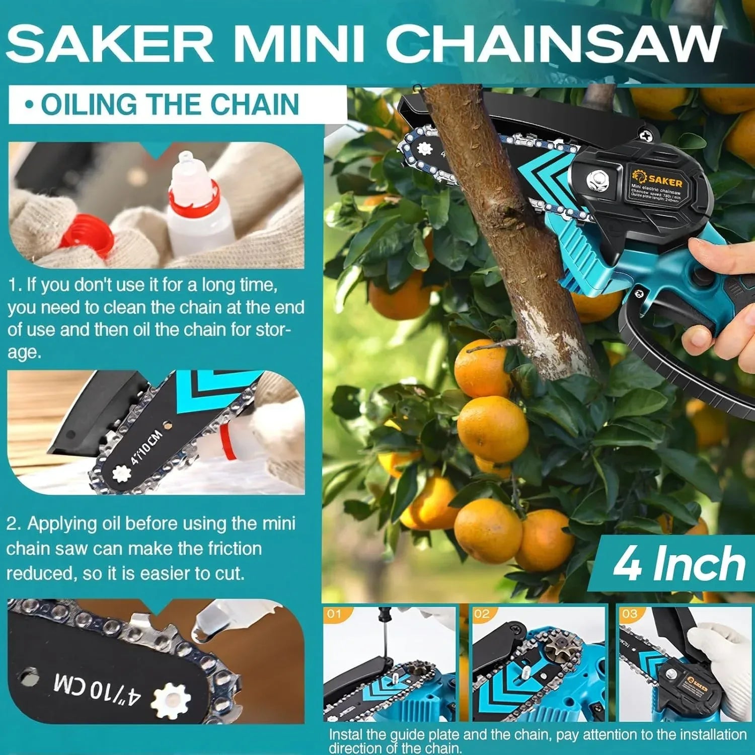 Saker Mini Chainsaw,Portable Electric Chainsaws Cordless,Handheld Chain Saw Pruning Shears Chain Saws for Tree Branches,Courtyard,Household and Garden,Valentine's Day Gifts for Men Dad Husband Women - Unique Gift Market
