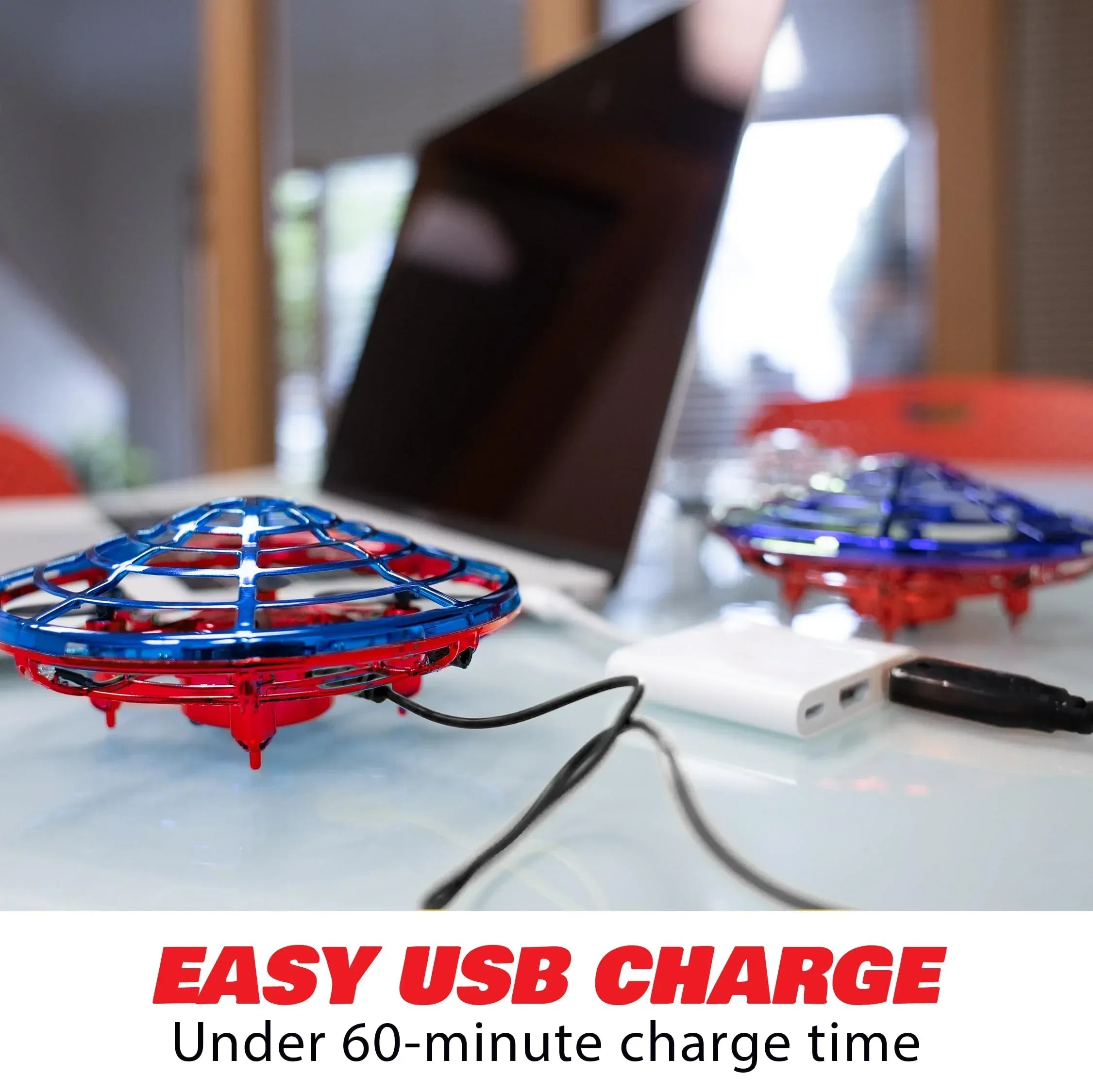 Force1 Scoot Hand Operated Drone for Kids or Adults - Hands Free Motion Sensor Mini Drones, Easy LED Indoor Rechargeable UFO Toy Flying Orb Ball Drone Toys for Boys and Girls (Blue) - Unique Gift Market