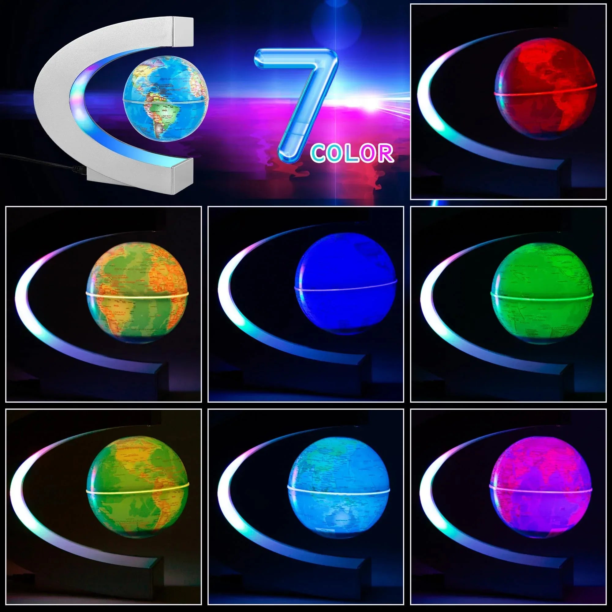 Magnetic Levitating Globe with LED Light, Cool Tech Gift for Men Father Boys and Girls , Birthday Gifts for Kids, Floating Globes World Desk Gadget Decor in Office Home/Display Frame Stand - Unique Gift Market