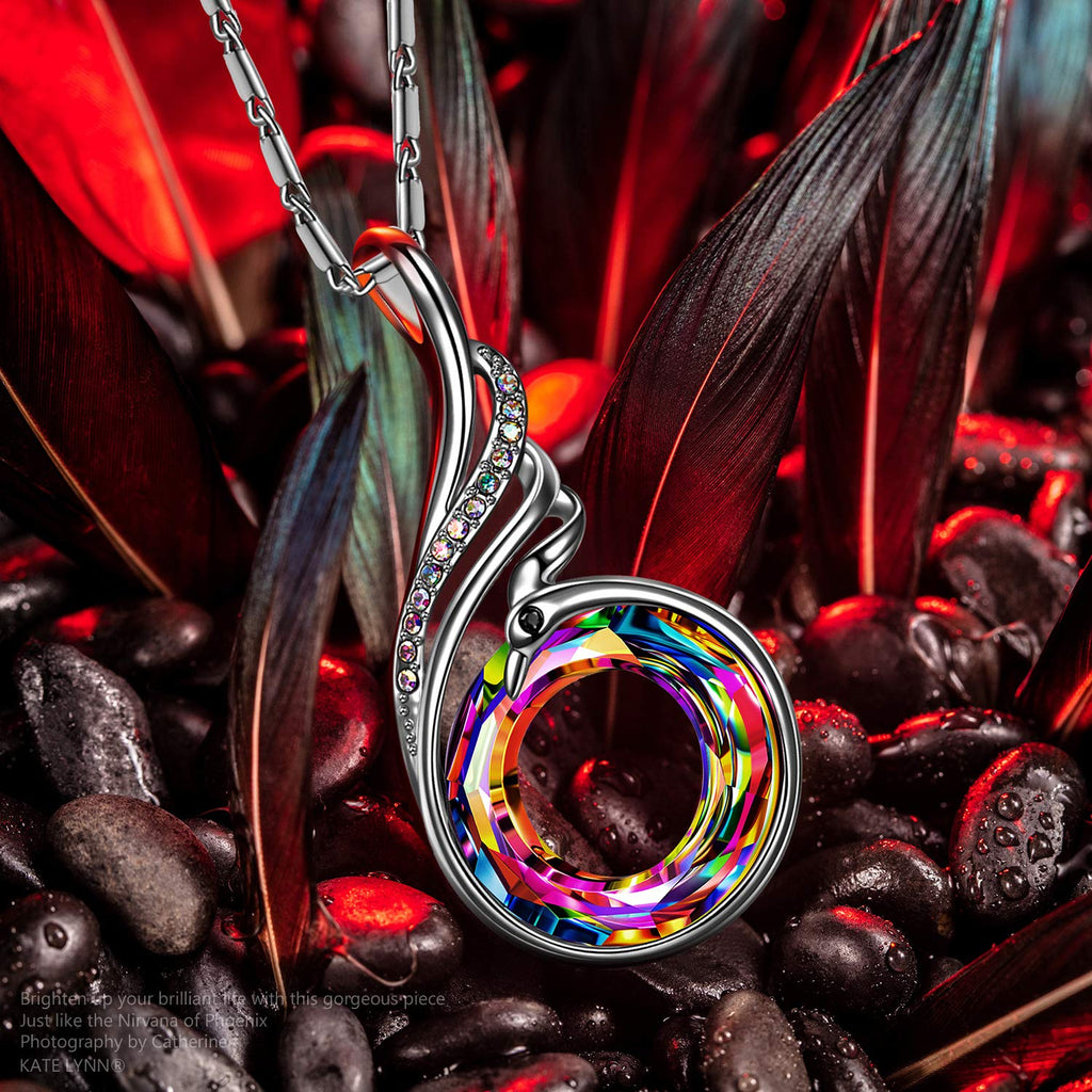Kate Lynn "Rise From the Ashes Phoenix Necklace Made with Crystals from Austria, 18"+2" Necklace, Packaged with Jewelry Box, Birthday Gift for Women, Symbol of Luck and Renewal