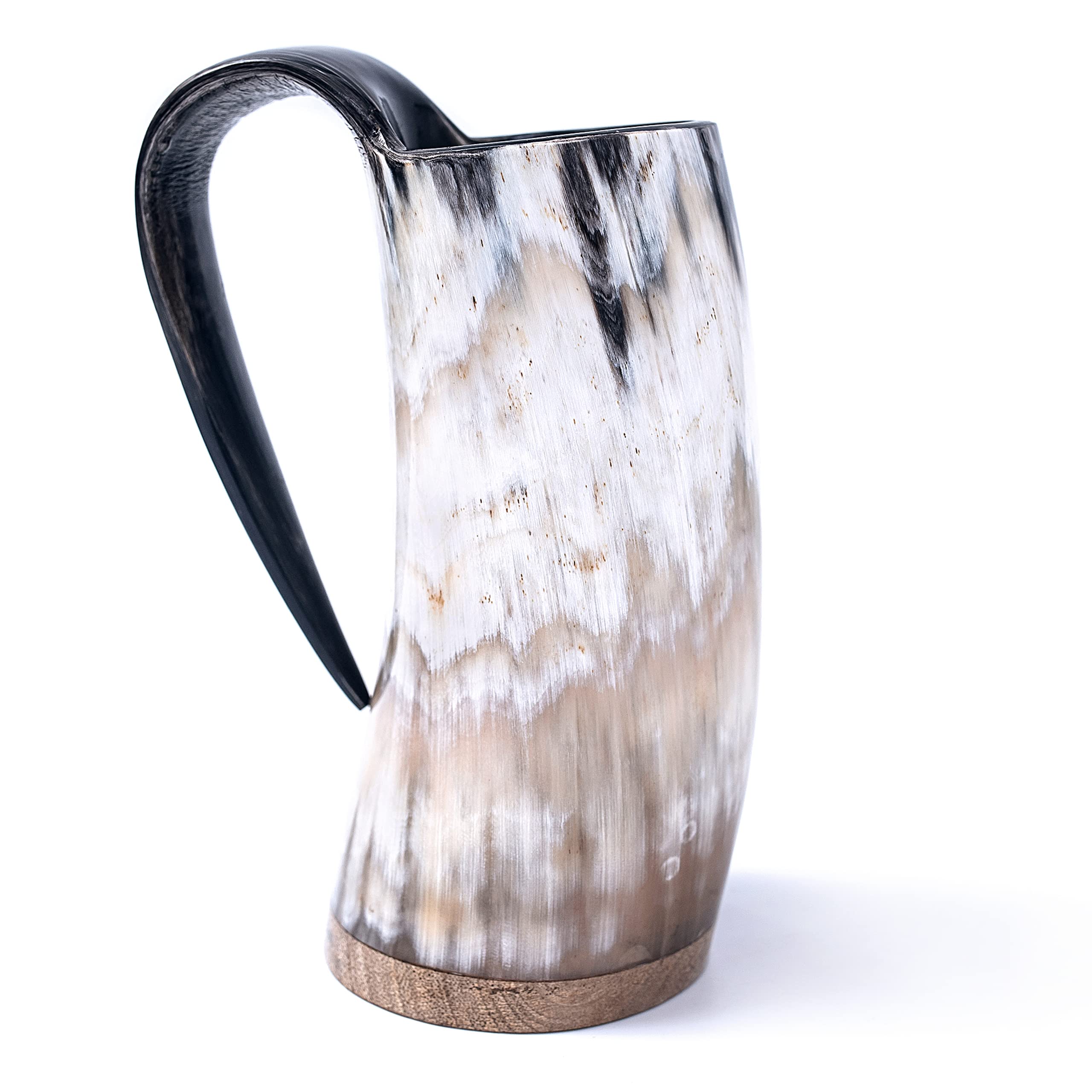 Norse Tradesman Original LG Viking Drinking Horn Mug - 100% Authentic Beer Horn Tankard With Natural Surface & Burlap Gift Sack | The Original, Low Polish, approx. 16 oz