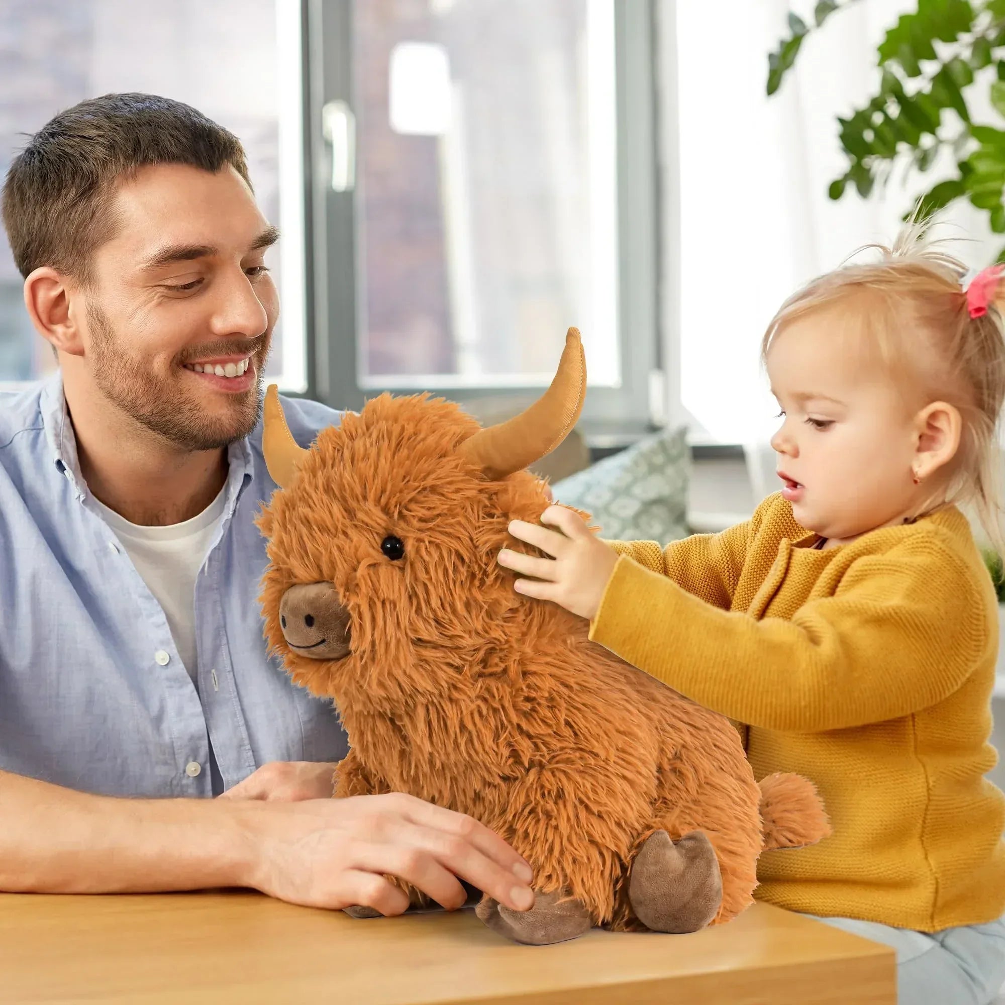Wepop 5lbs Highland Cow Weighted Stuffed Animals, 22in Giant Highland Cow Gift Plush Toy,Adorable Stuffed Animal for Kids and Adults Highland Cattle Plushie Pillow Decor - Unique Gift Market