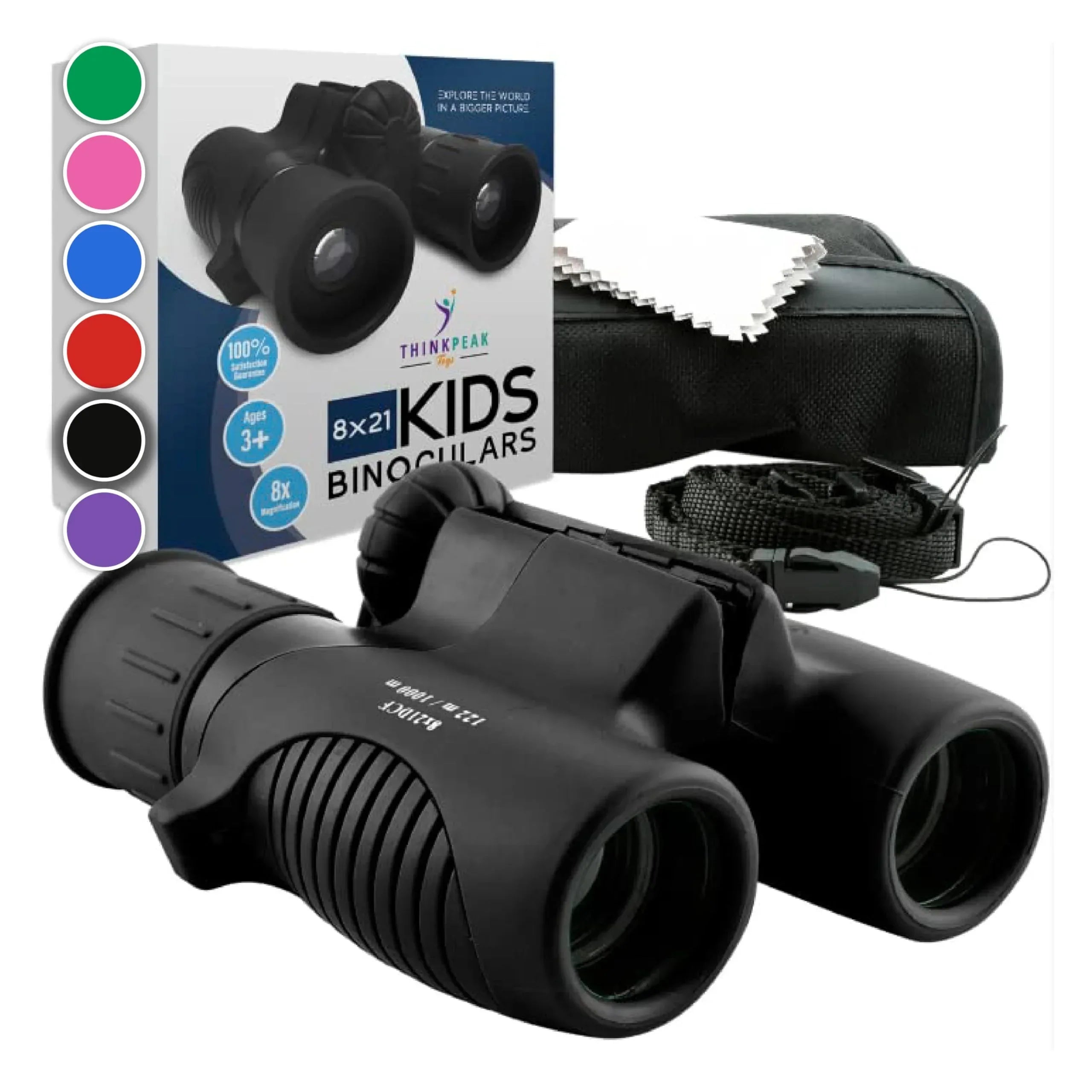 Think Peak Blue Binoculars Science Toy for Kids Ages 3-12 Years - Real Compact Outdoor Adventure & STEM Educational Nature Hiking Explorer for Bird Watching, Camping Children’s Birthday Gift - Unique Gift Market