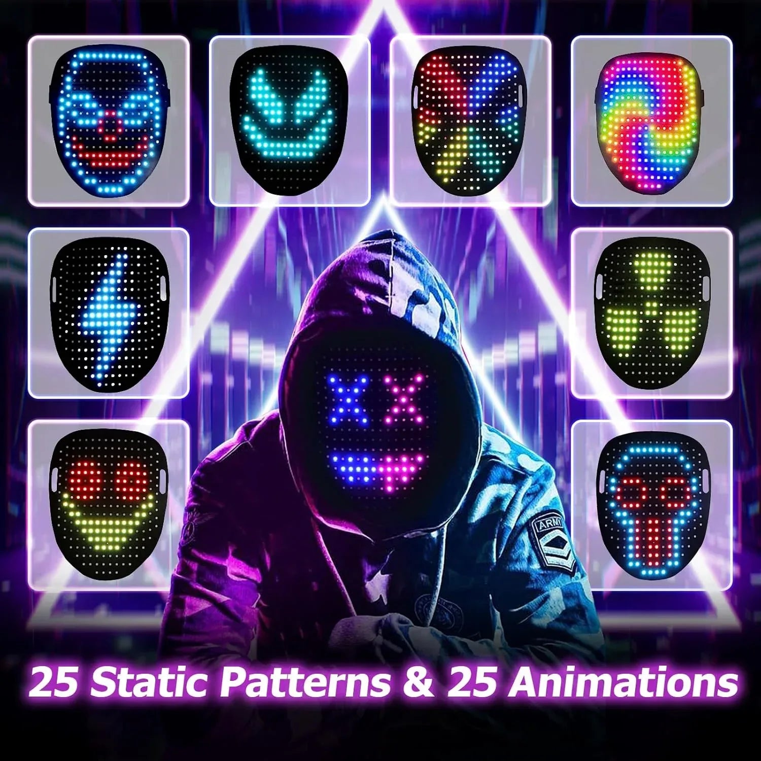 Mr.Pang LED Mask Light up Mask with Gesture Sensing, Cool Face Transforming Mask, Perfect Gifts for Halloween Christmas Birthday Cosplay Party - Unique Gift Market