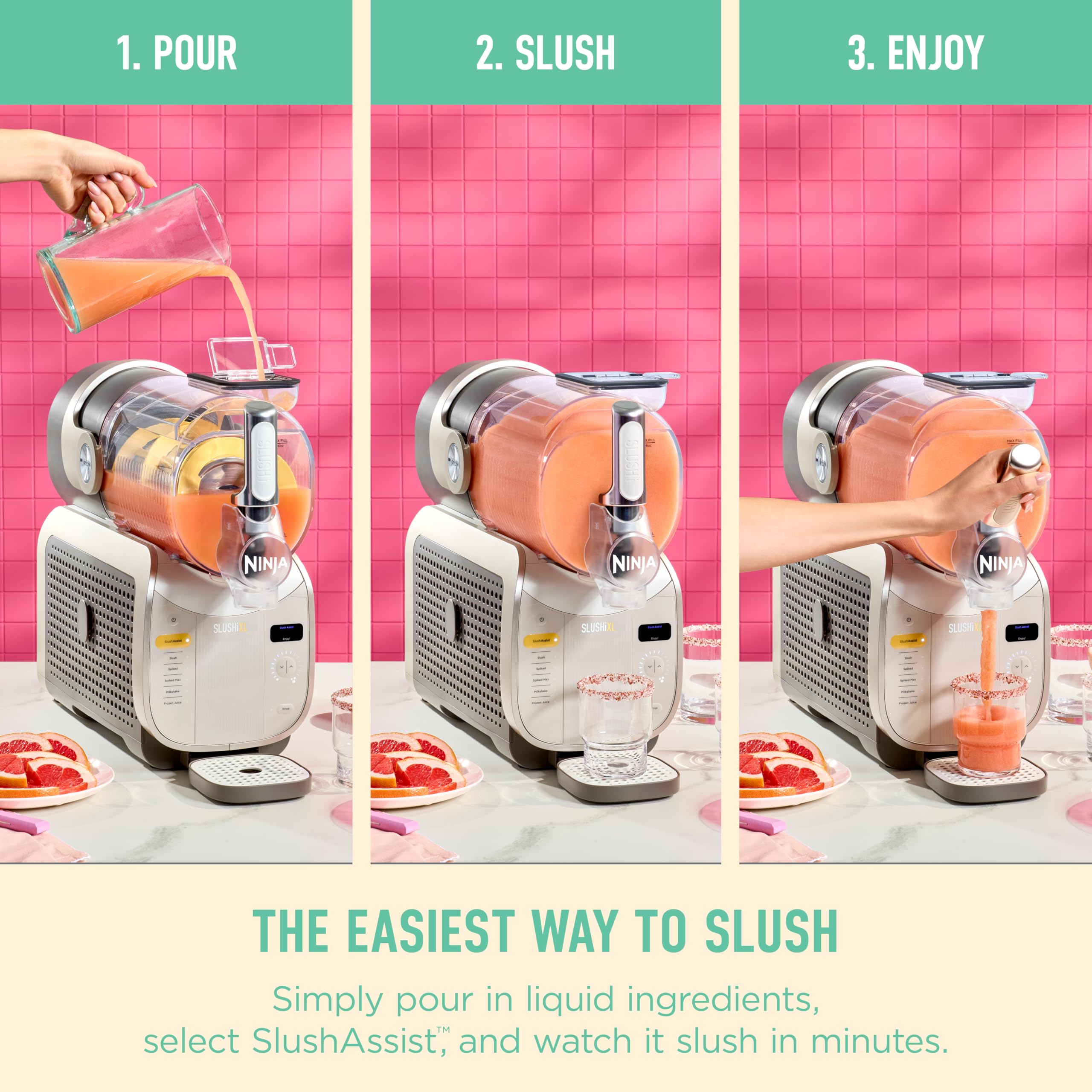 Ninja SLUSHi Max XXL Smart Frozen Drink Maker | Top Performance & Smart Technology, Party-Size 150oz Capacity, No Ice Needed, 6 Programs, Ideal Temp & Texture up to 12 hours | Peach FS605